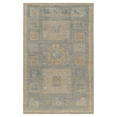 Alfombra de estilo kazako caucásico de Rug & Kilim en azul con motivos geométricos