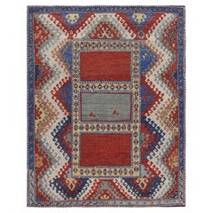 Alfombra de estilo caucásico kazajo de Rug & Kilim Alfombra con motivos geométricos de colores