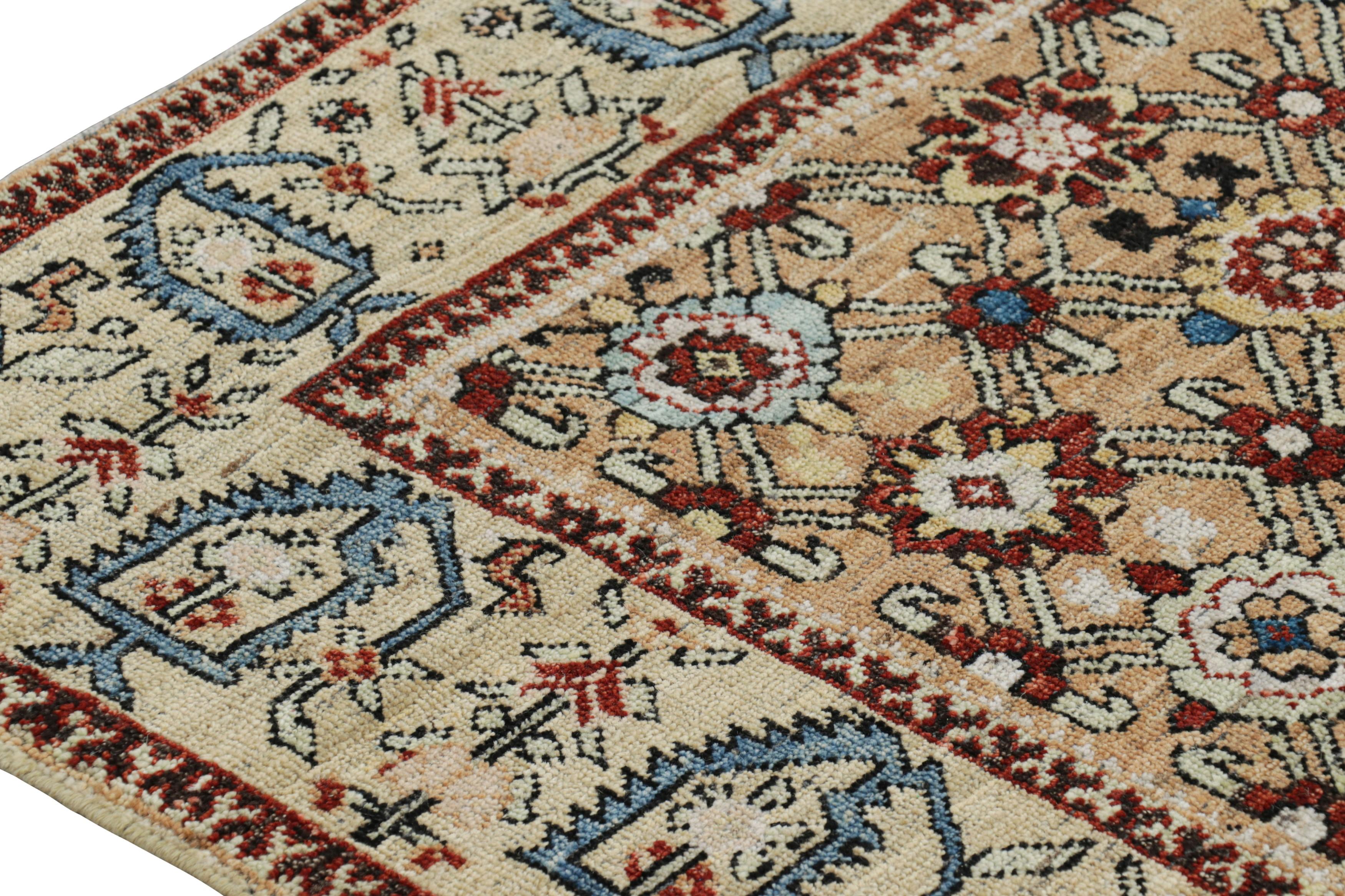 Tribal Rug & Kilim’s Caucasian Kuba Style Rug in Beige-Brown with Floral Patterns For Sale