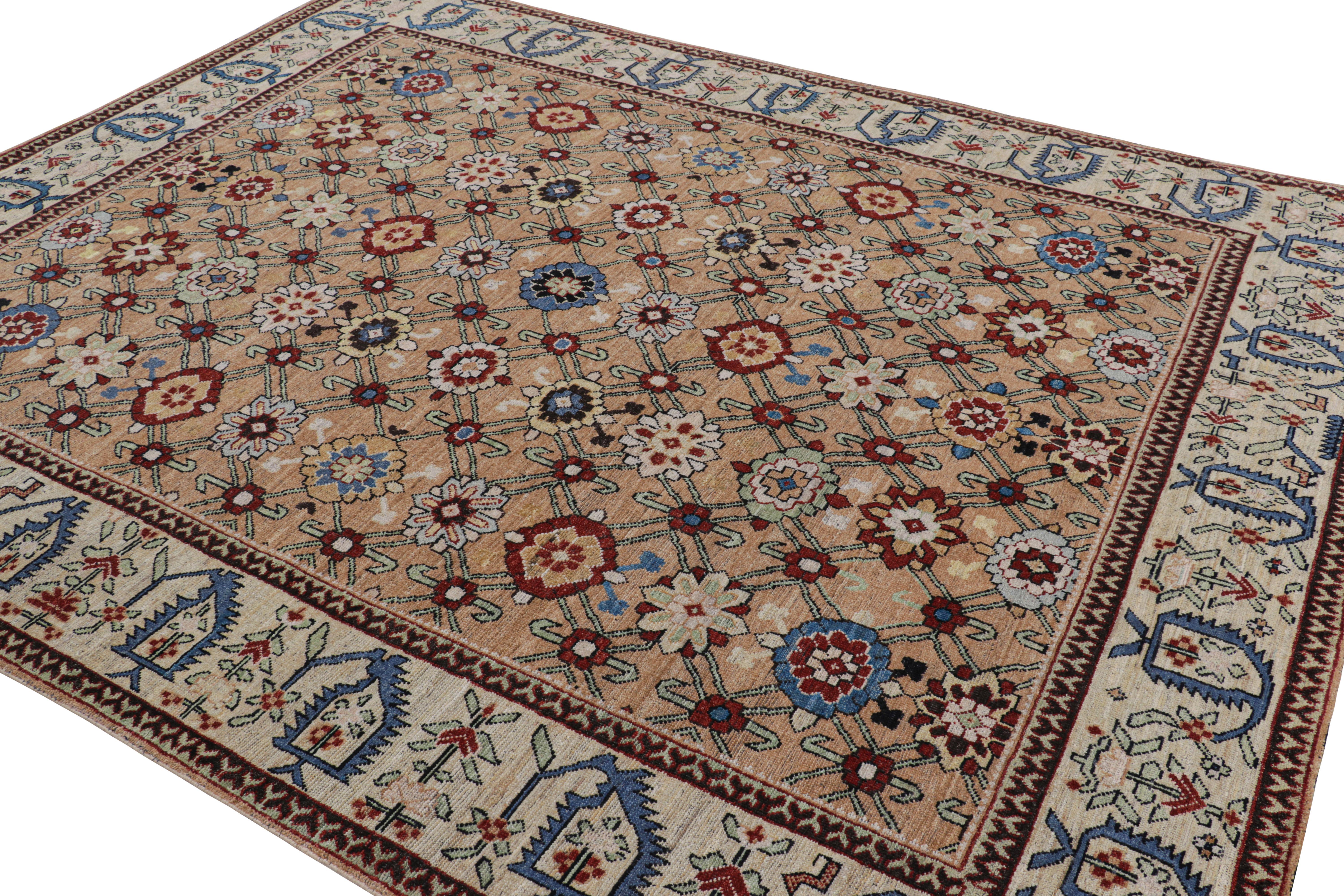 Indiano Rug & Kilim è un tappeto caucasico in stile Kuba, di colore beige-marrone con motivi floreali. in vendita