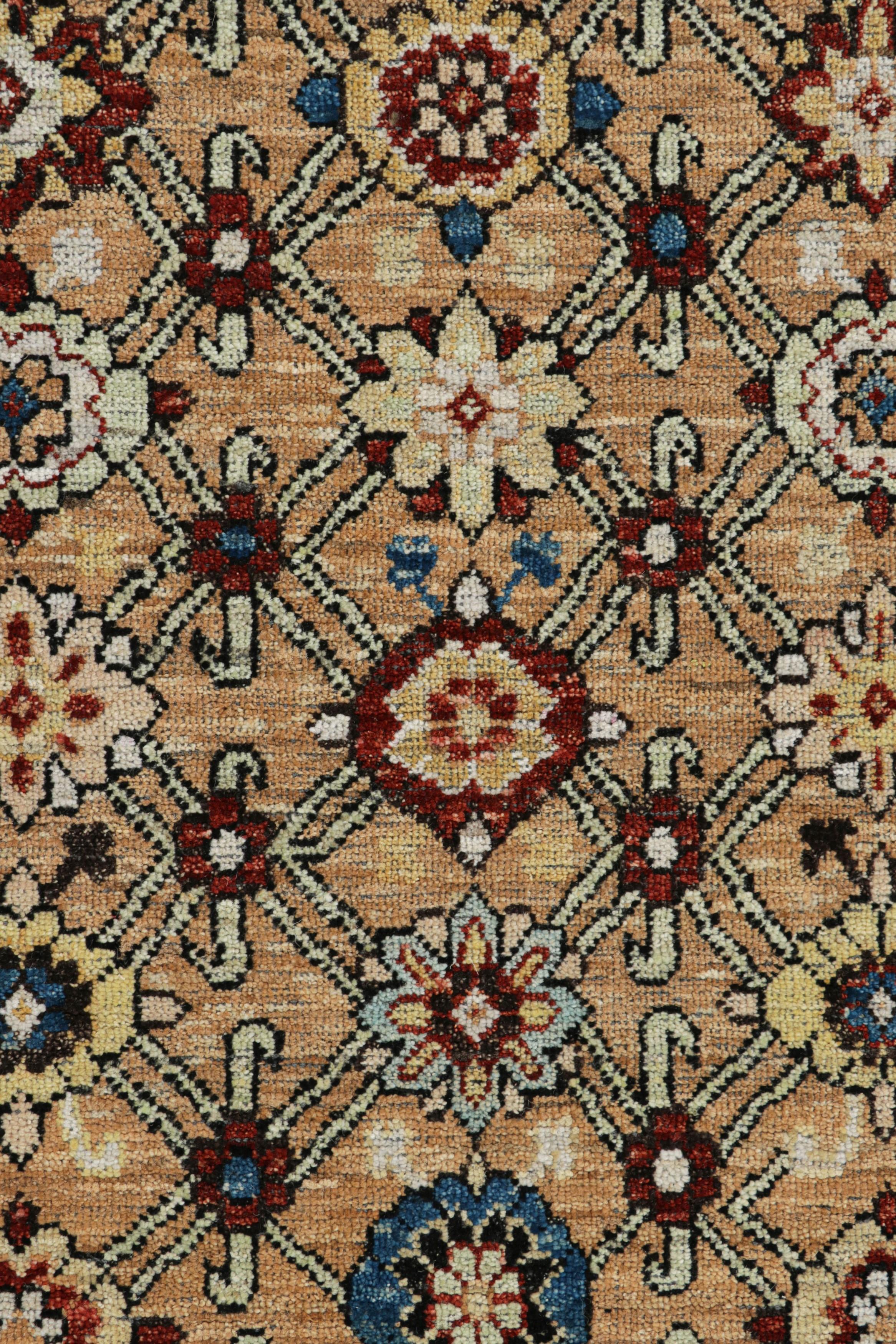 Rug & Kilim’s Caucasian Kuba Style Rug in Beige-Brown with Floral Patterns In New Condition For Sale In Long Island City, NY