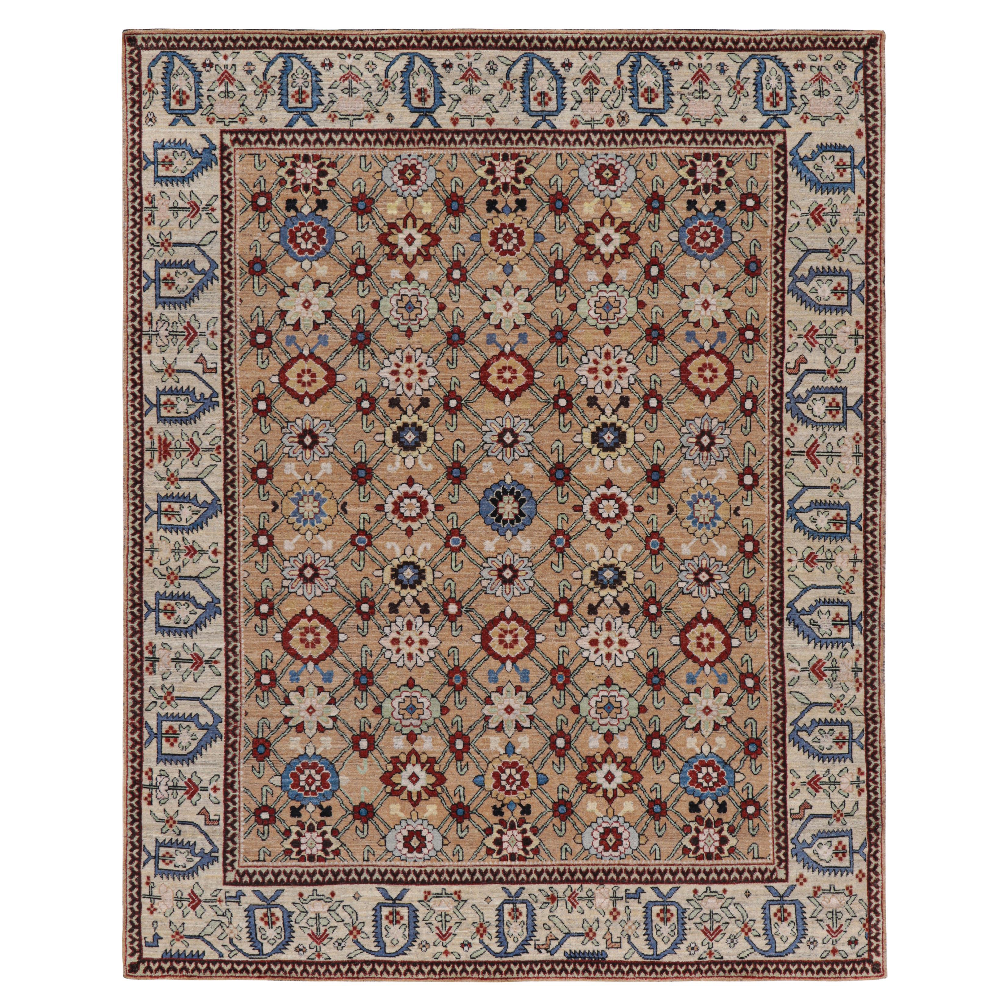 Alfombra estilo Kuba caucásica de Rug & Kilim en beige-marrón con motivos florales