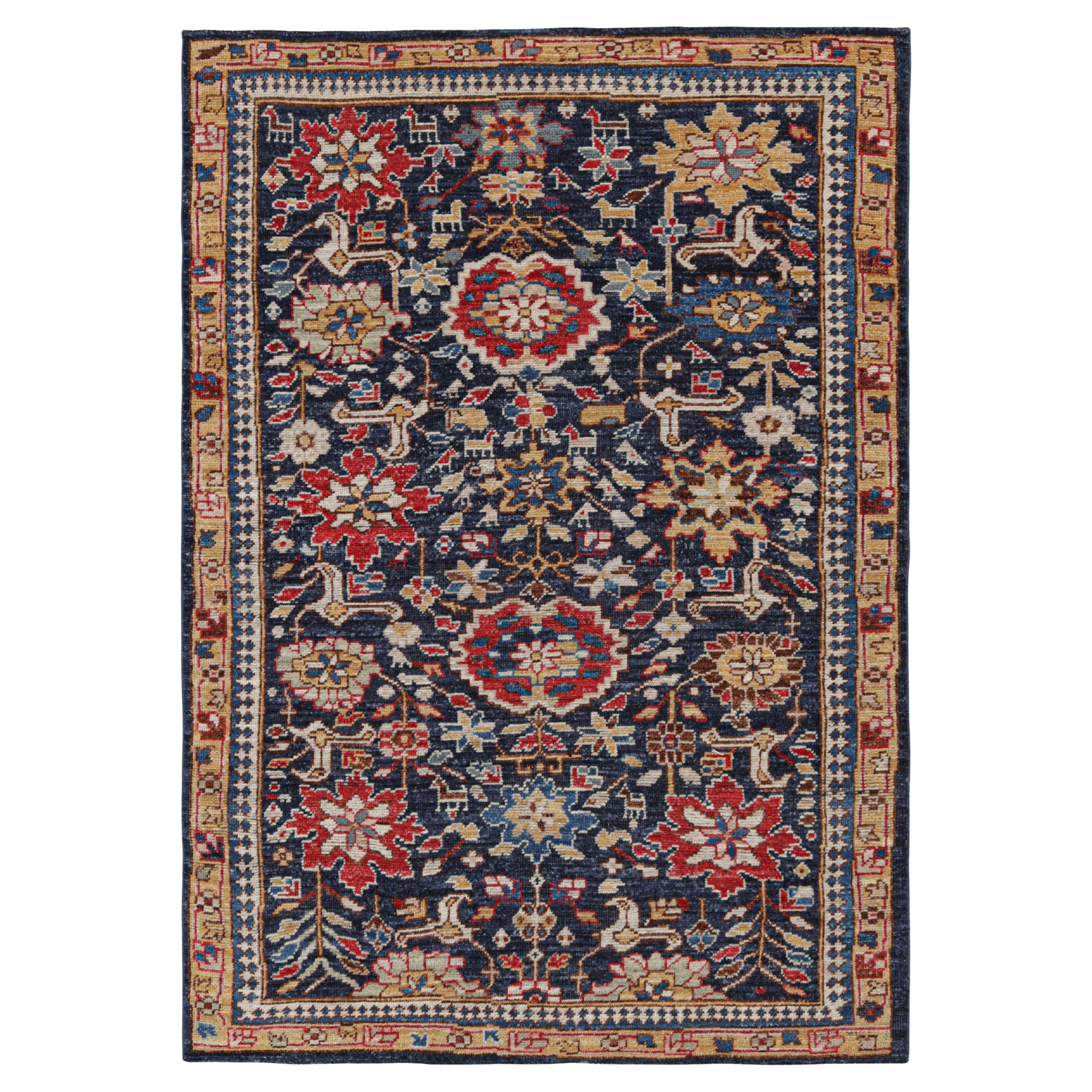 Alfombra de estilo Kuba caucásico de Rug & Kilim en azul con motivos pictóricos y florales