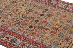Rug & Kilim’s Caucasian Kuba Style Rug in Gold with Geometric-Floral Patterns