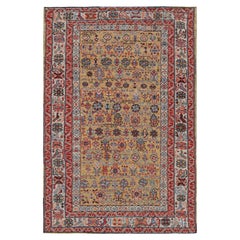 Alfombra estilo Kuba caucásica de Rug & Kilim en dorado con motivos geométrico-florales