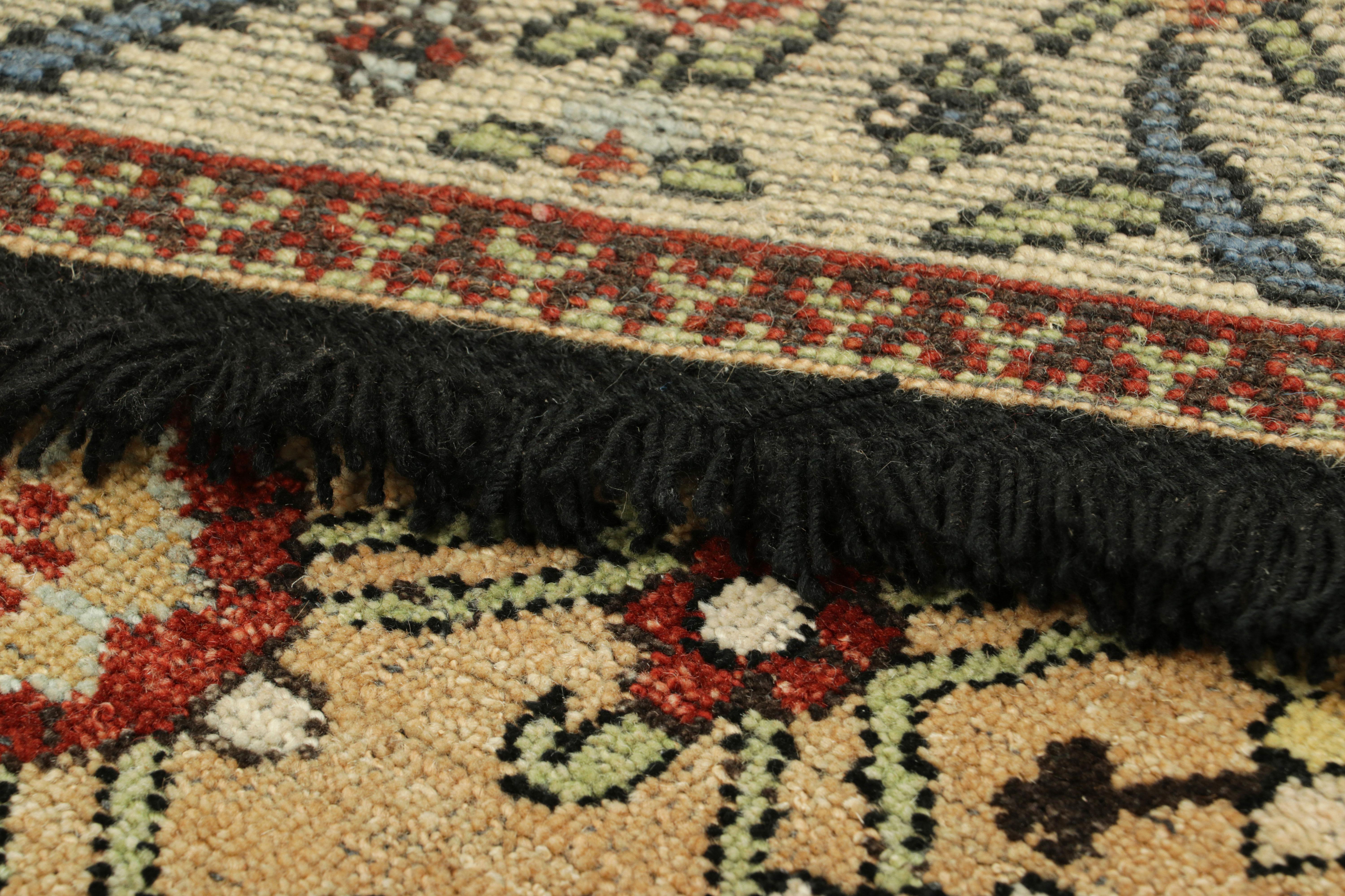 Rug & Kilim’s Caucasian Kuba Style Rug in Light Gold with Floral Patterns In New Condition For Sale In Long Island City, NY