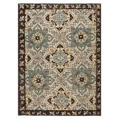 Rug & Kilim’s Caucasian Style Custom Rug in Blue with Geometric Medallions