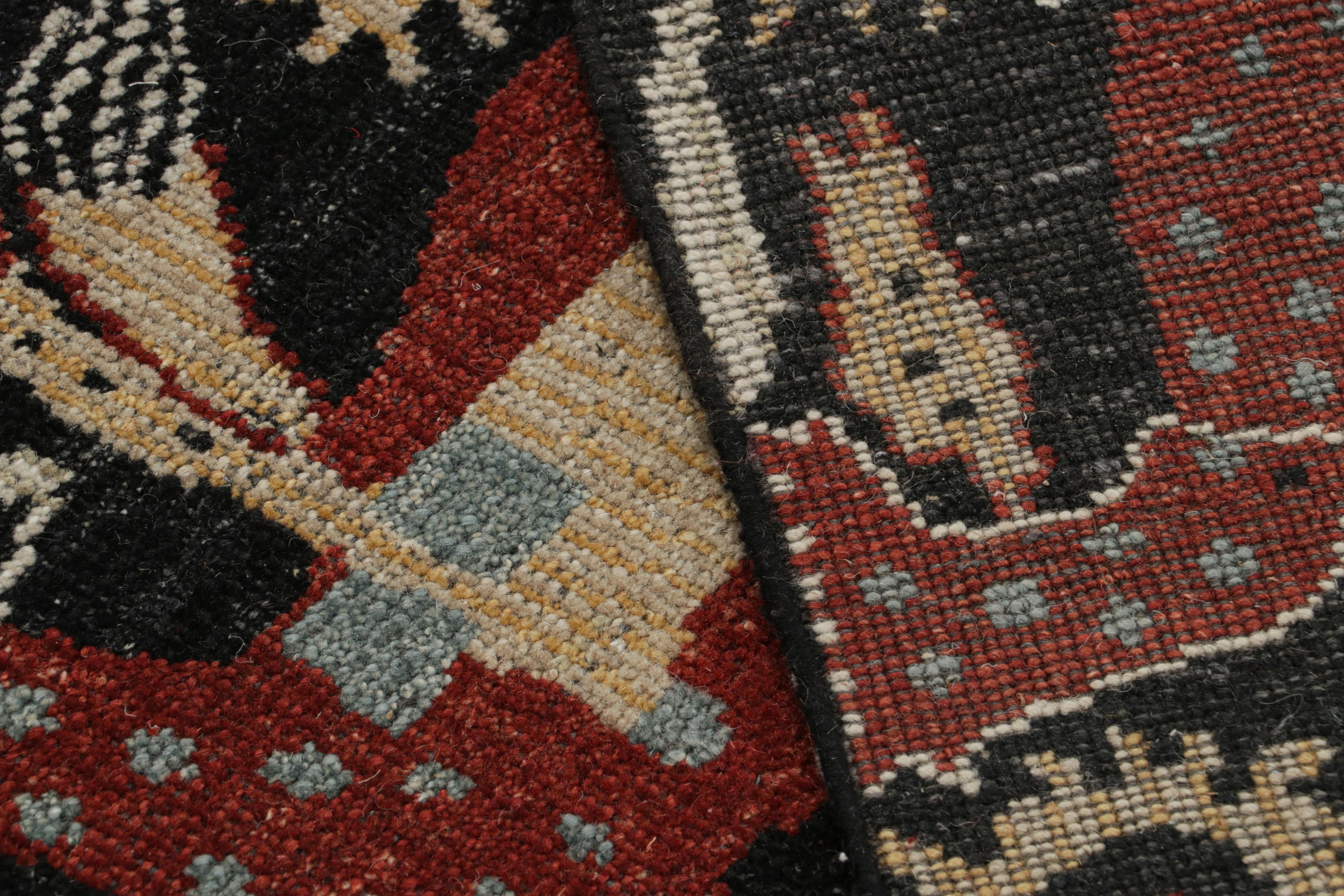 Contemporary Rug & Kilim’s Caucasian-Style Rug in Black with Horseback Rider Pictorials For Sale