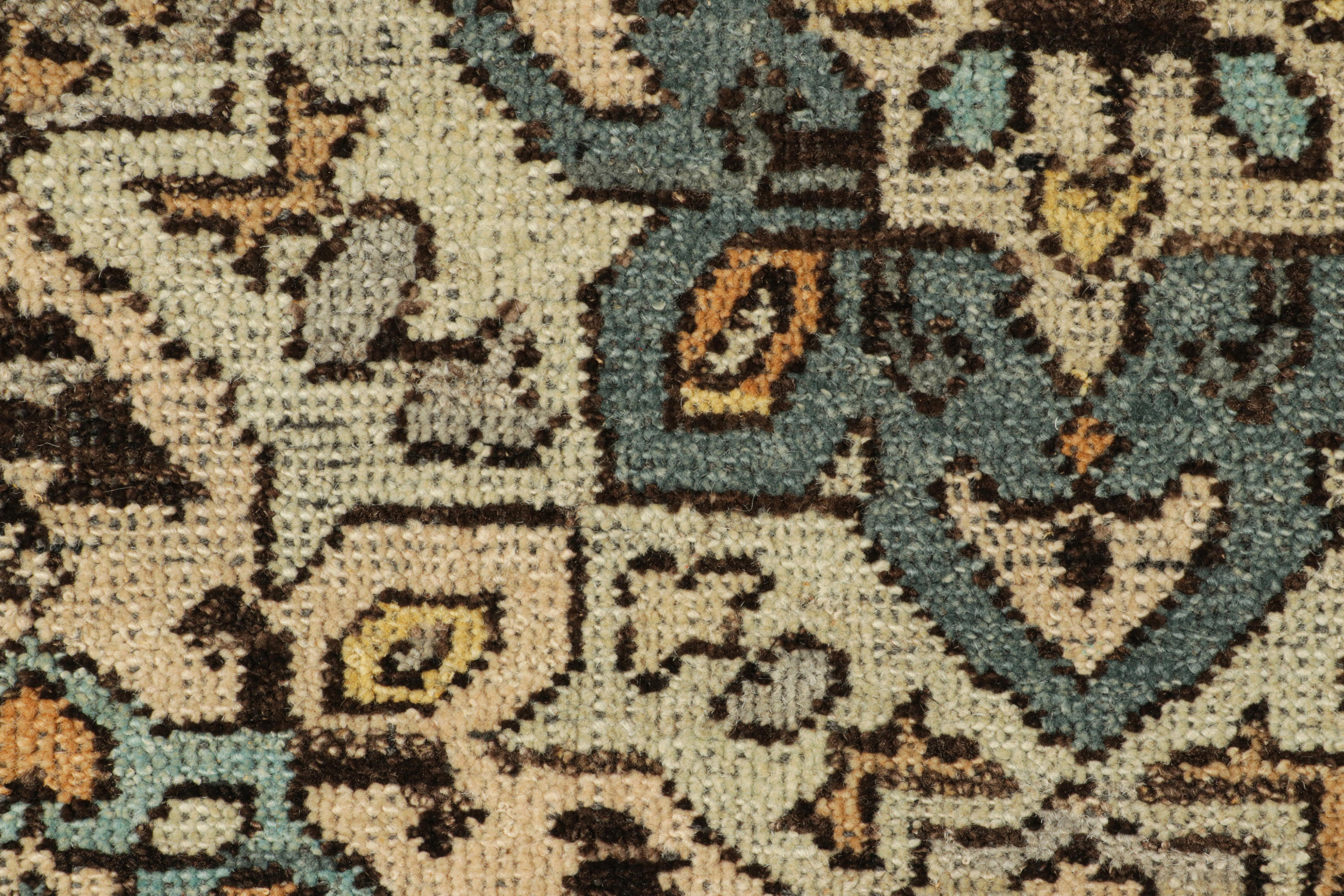 Indiano Tappeto in stile caucasico Rug & Kilim in blu con medaglioni geometrici in vendita