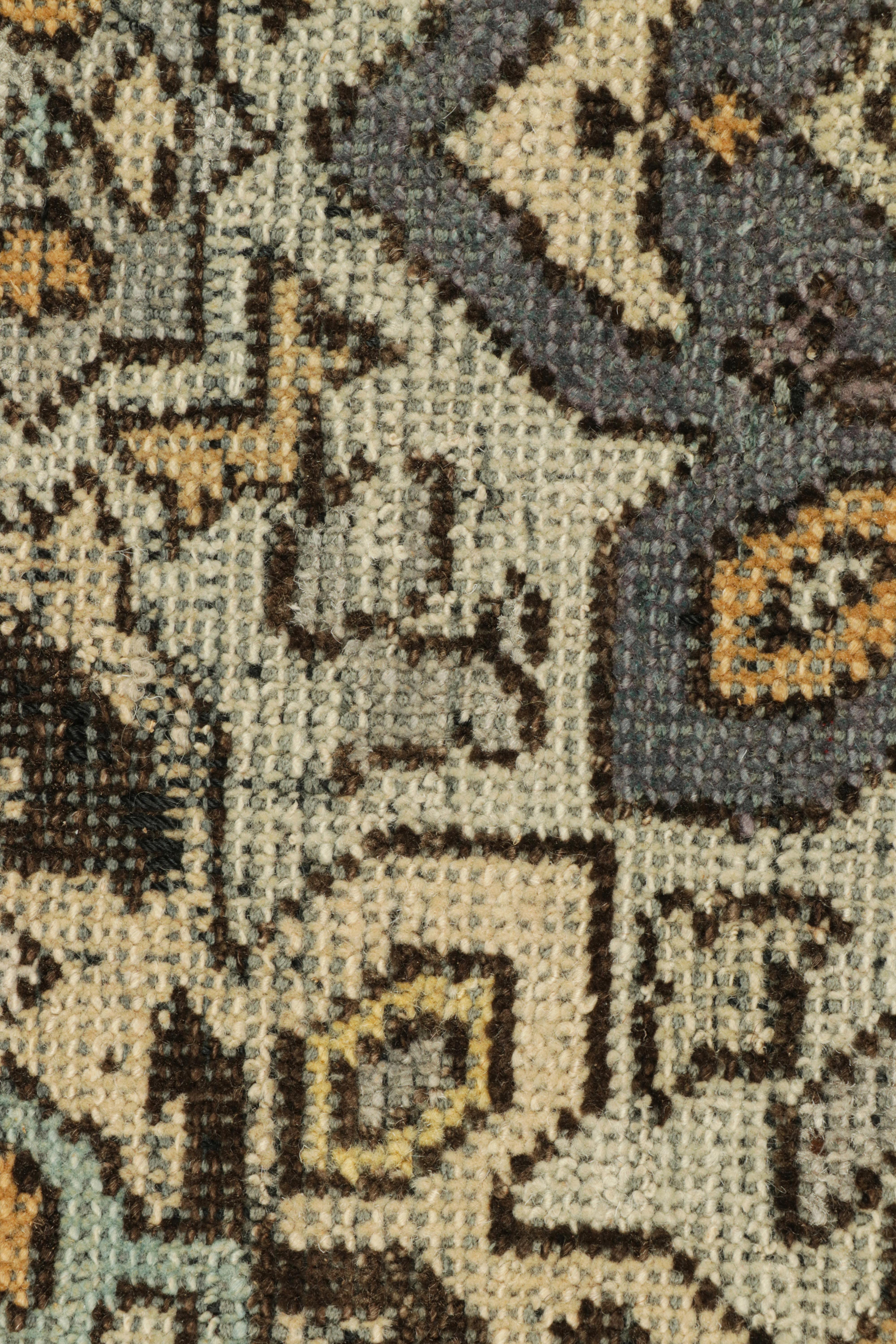 Indiano Tappeto in stile caucasico Rug & Kilim in blu con medaglioni geometrici in vendita