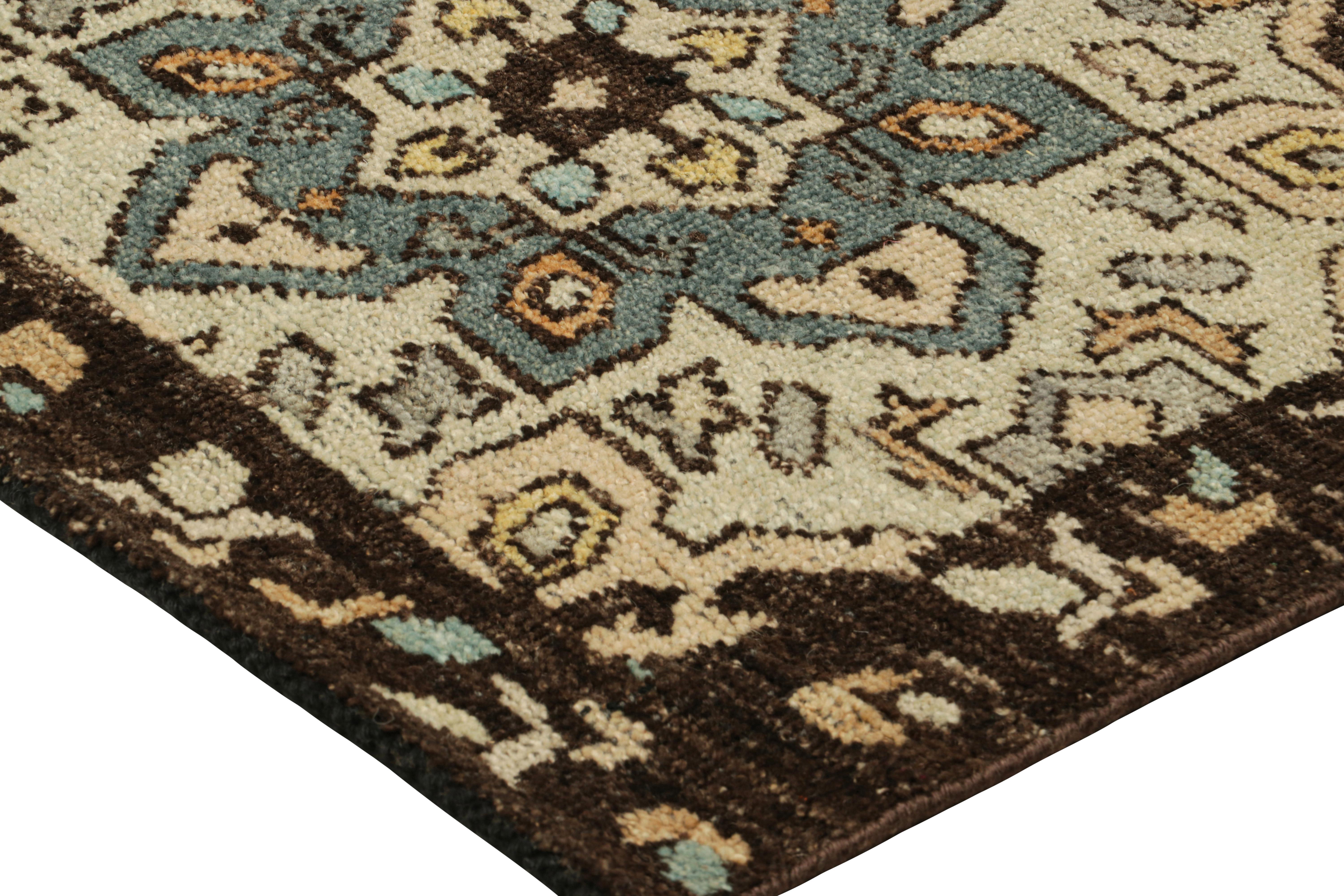 XXI secolo e contemporaneo Tappeto in stile caucasico Rug & Kilim in blu con medaglioni geometrici in vendita