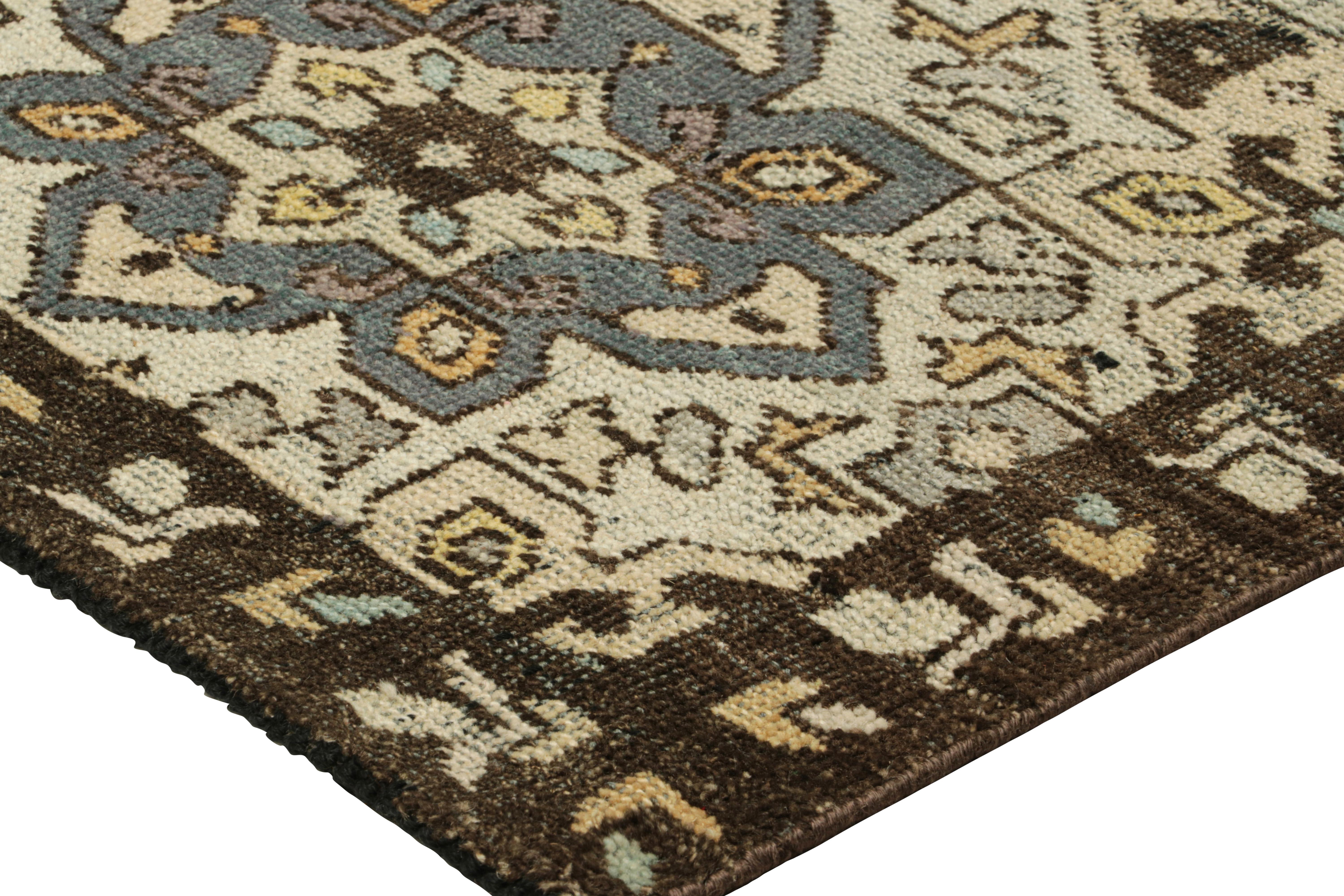 XXI secolo e contemporaneo Tappeto in stile caucasico Rug & Kilim in blu con medaglioni geometrici in vendita
