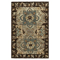 Alfombra de estilo caucásico Rug & Kilim en azul con medallones geométricos