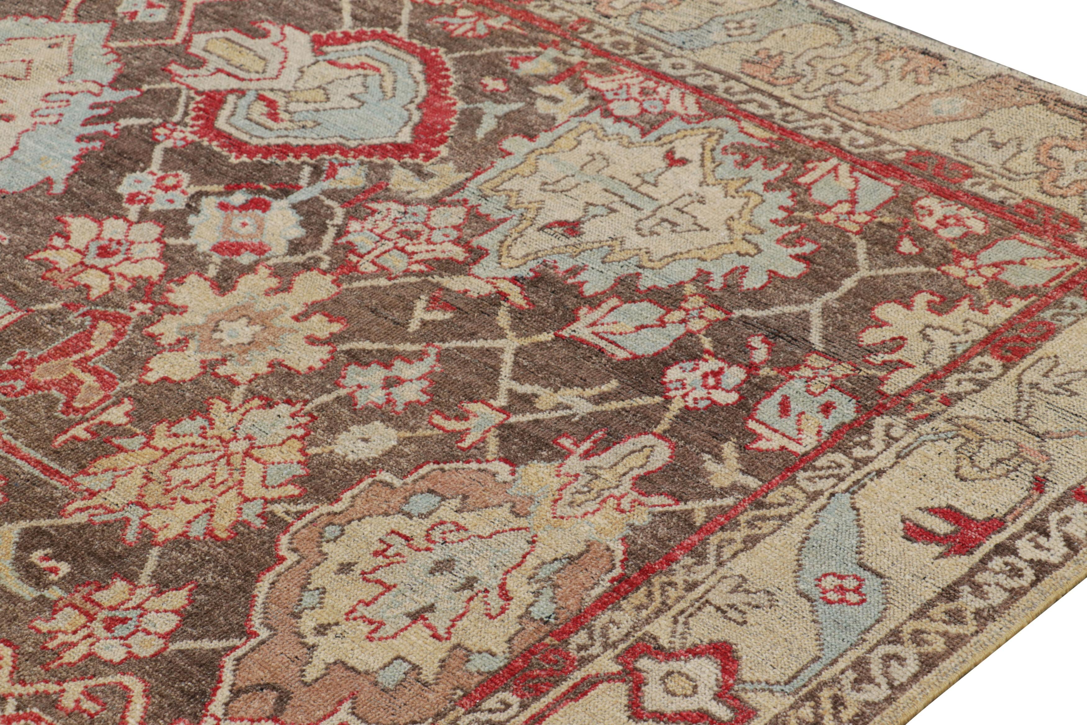 Indien Rug & Kilim's Caucasian Style Rug in Red and Brown with Floral Patterns (tapis de style caucasien à motifs floraux) en vente