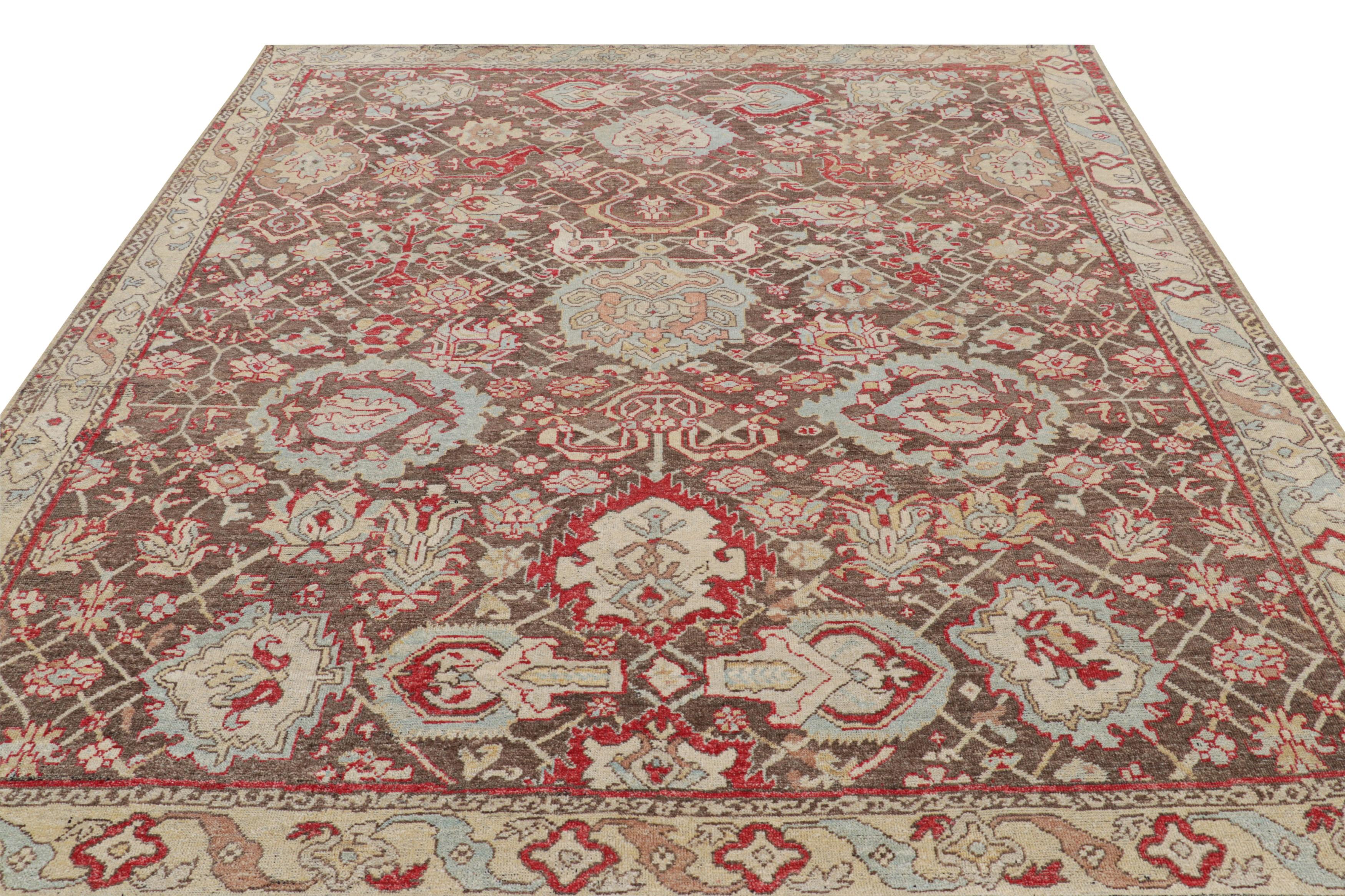Noué à la main Rug & Kilim's Caucasian Style Rug in Red and Brown with Floral Patterns (tapis de style caucasien à motifs floraux) en vente