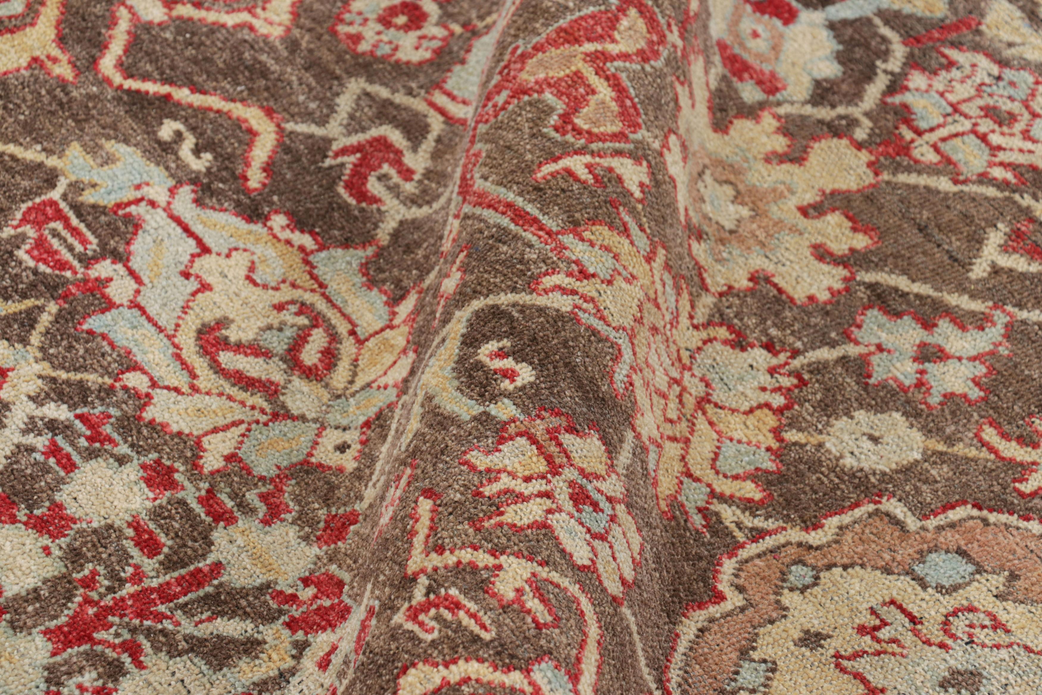 Laine Rug & Kilim's Caucasian Style Rug in Red and Brown with Floral Patterns (tapis de style caucasien à motifs floraux) en vente