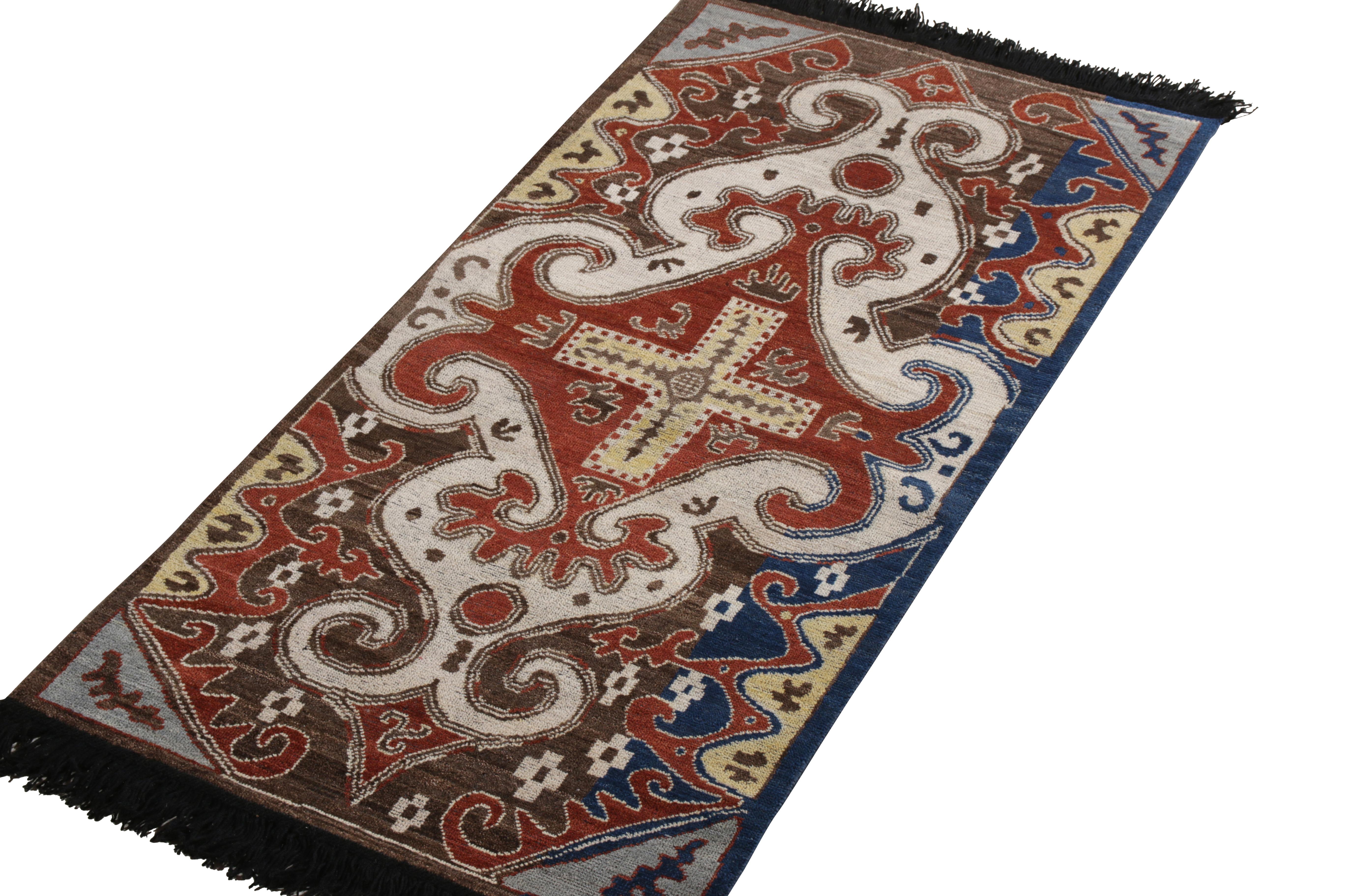 Tribal Rug & Kilim’s Caucasian Style Rug in Red Medallion Pattern For Sale
