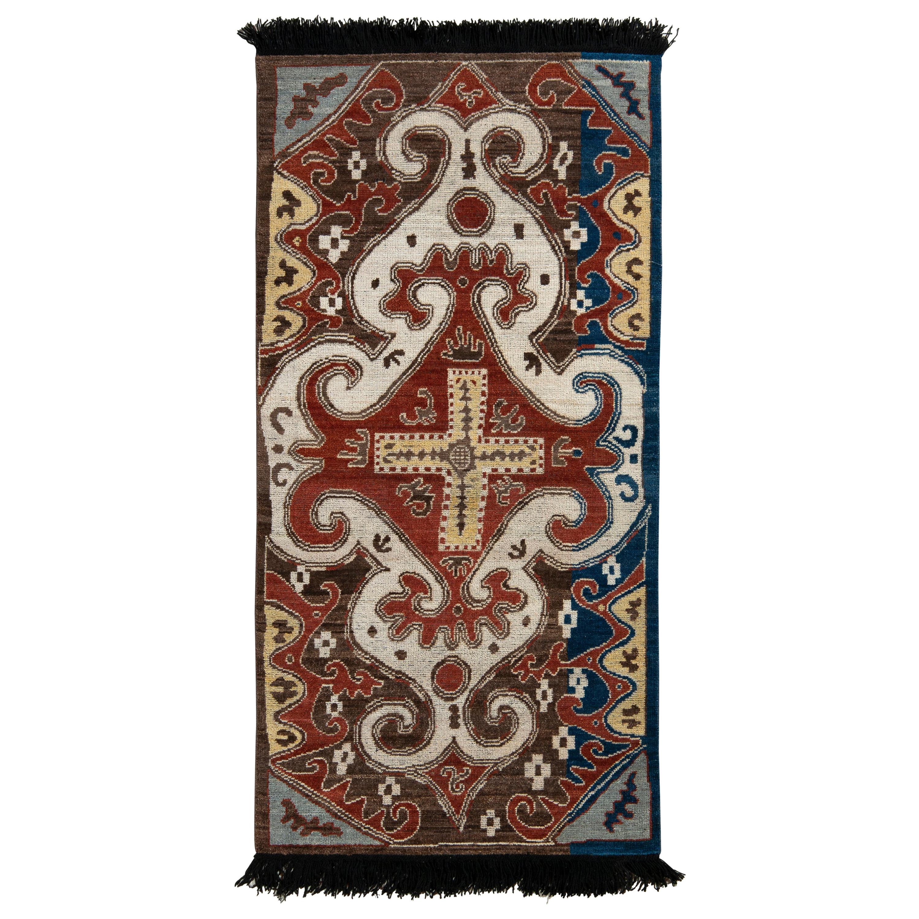 Rug & Kilim’s Caucasian Style Rug in Red Medallion Pattern For Sale