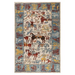 Rug & Kilim’s Caucasian Style Rug with Colorful Horse Rider Pictorials