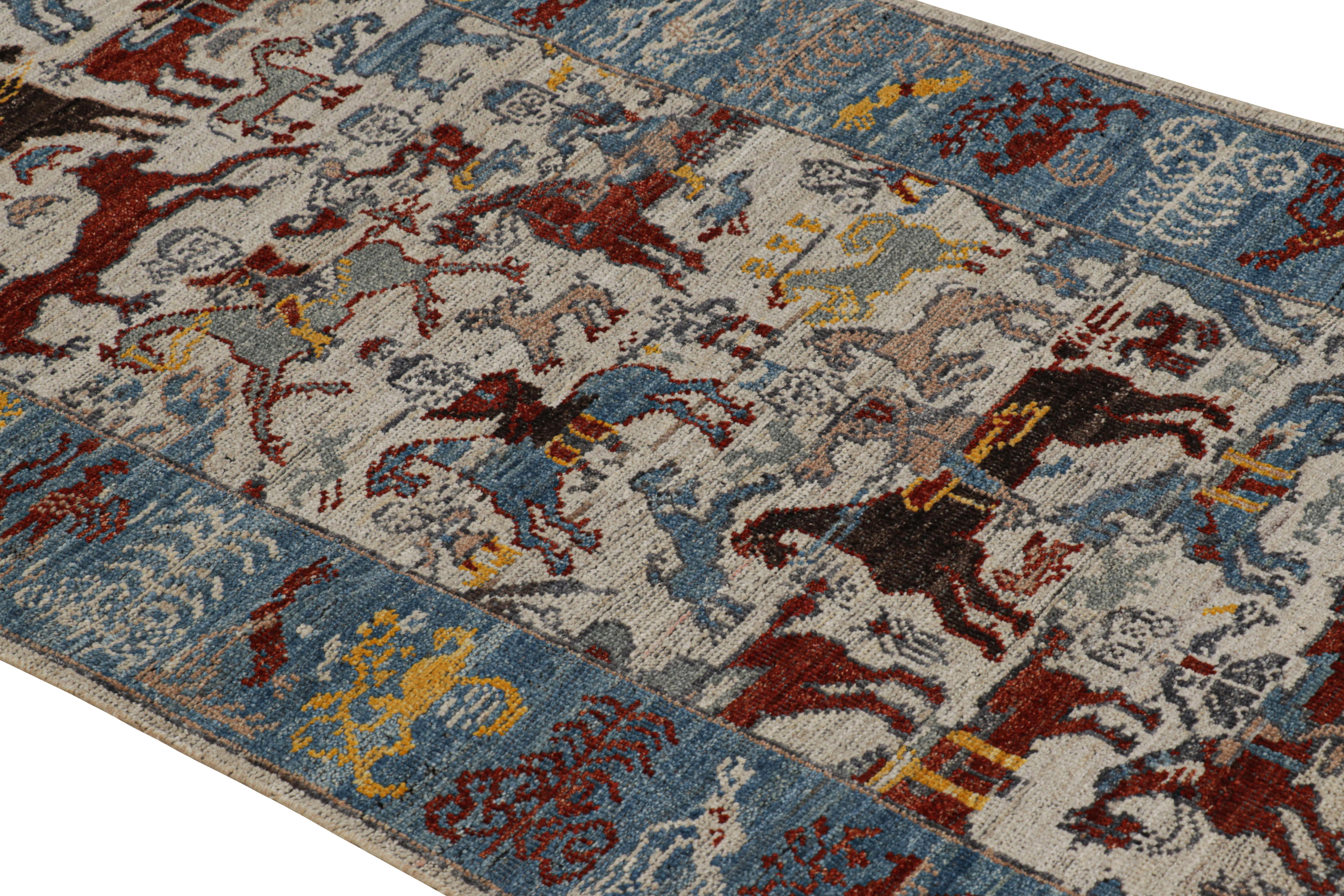 Hand-knotted in a special blend of Ghazni wool, this 3x8 runner rug is an exciting new addition to Rug & Kilim’s custom-classics Burano Collection—a pictorial rug inspired by antique and vintage Caucasian tribal rug designs. 

On the Design: 

The