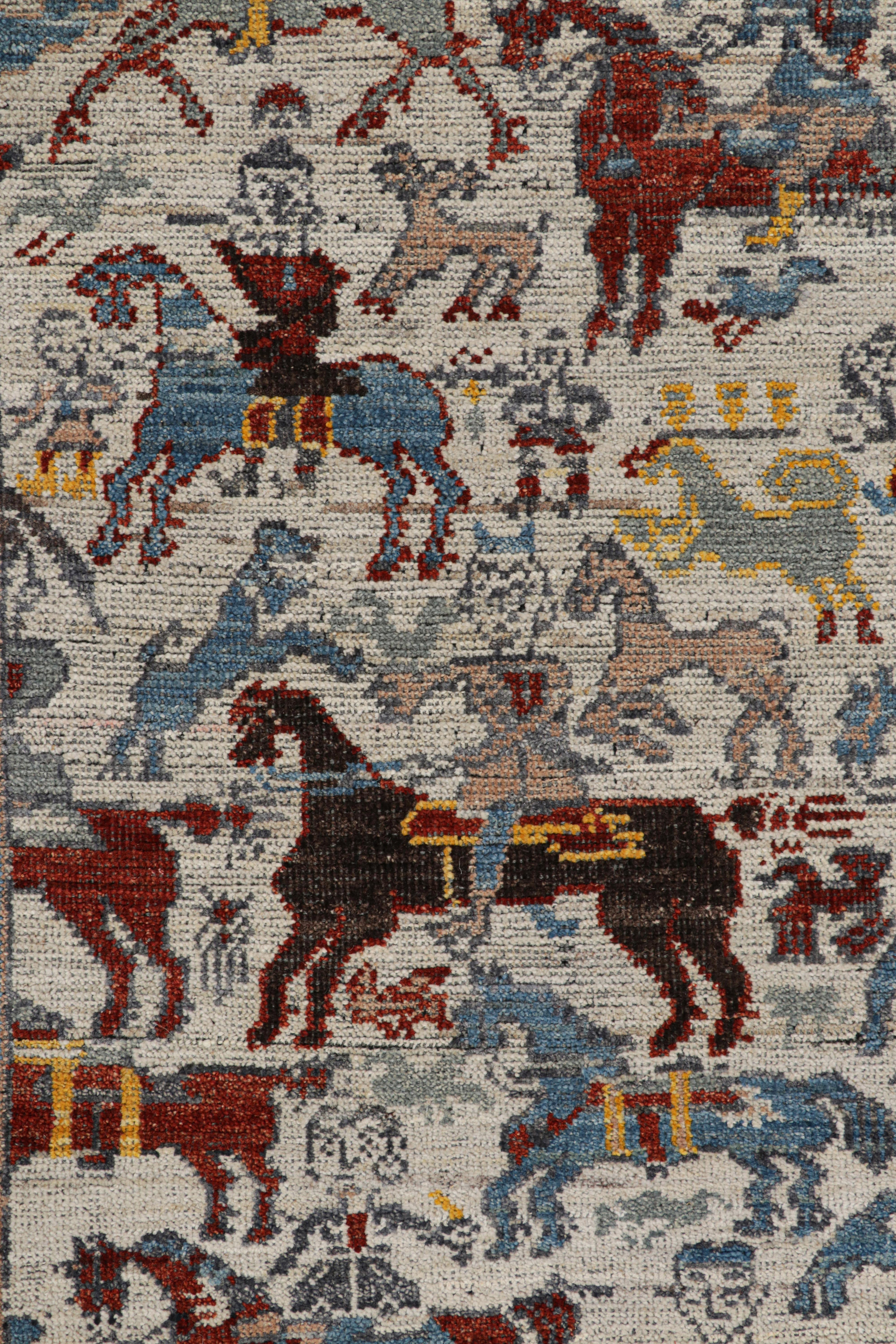 Rug & Kilims Läufer im kaukasischen Stil mit bunten Reiterbildern im Zustand „Neu“ im Angebot in Long Island City, NY