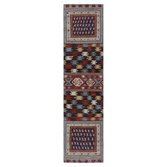 Rug & Kilim’s Caucasian Style Runner Rug with Polychromatic Geometric Patterns