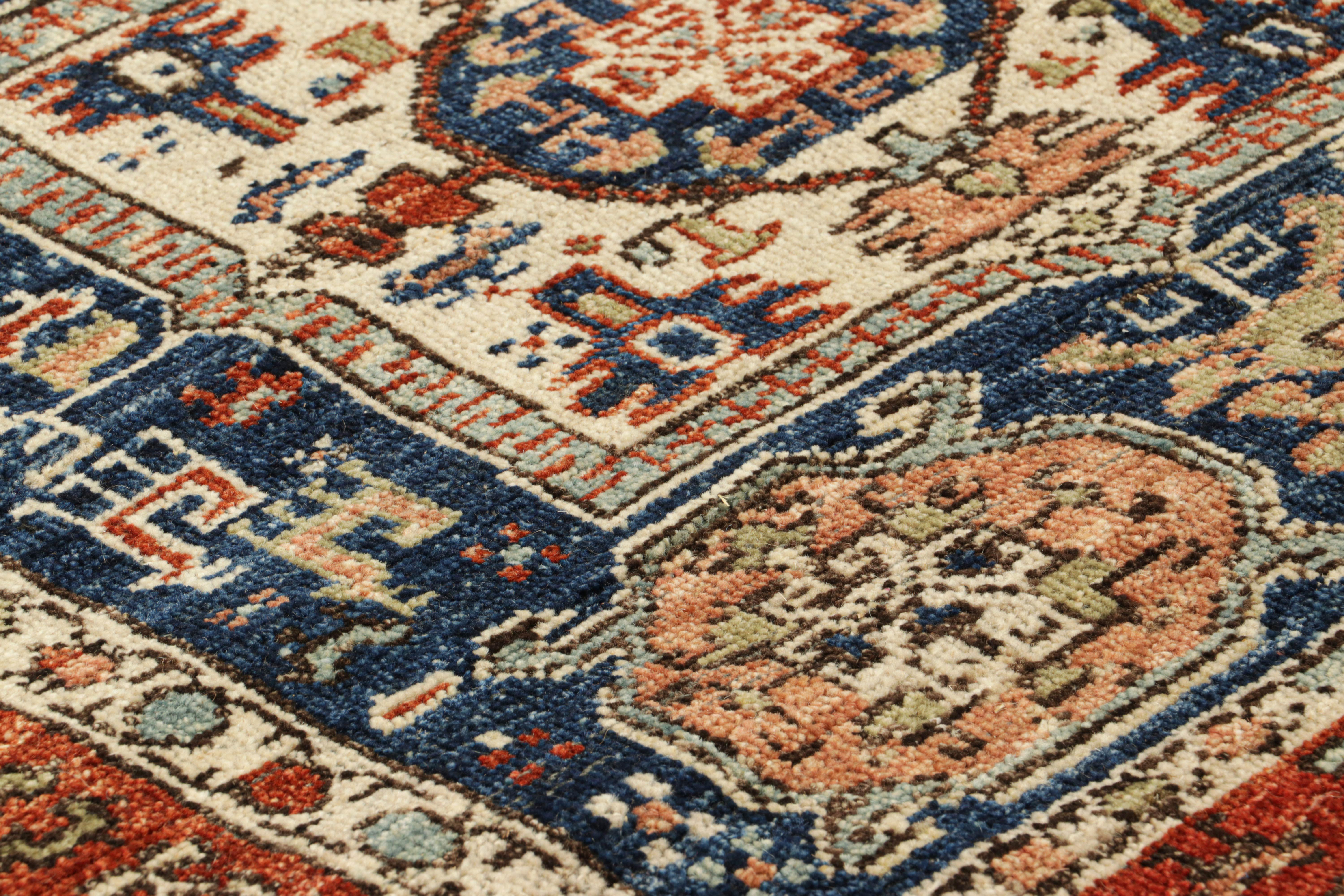 Hand-knotted in a special blend of Ghazni wool, this 3x3 square rug is an exciting new addition to Rug & Kilim’s custom-classics Burano Collection—inspired by antique Caucasian tribal rugs, Kilims, and textiles of the late 19th century.  

On the