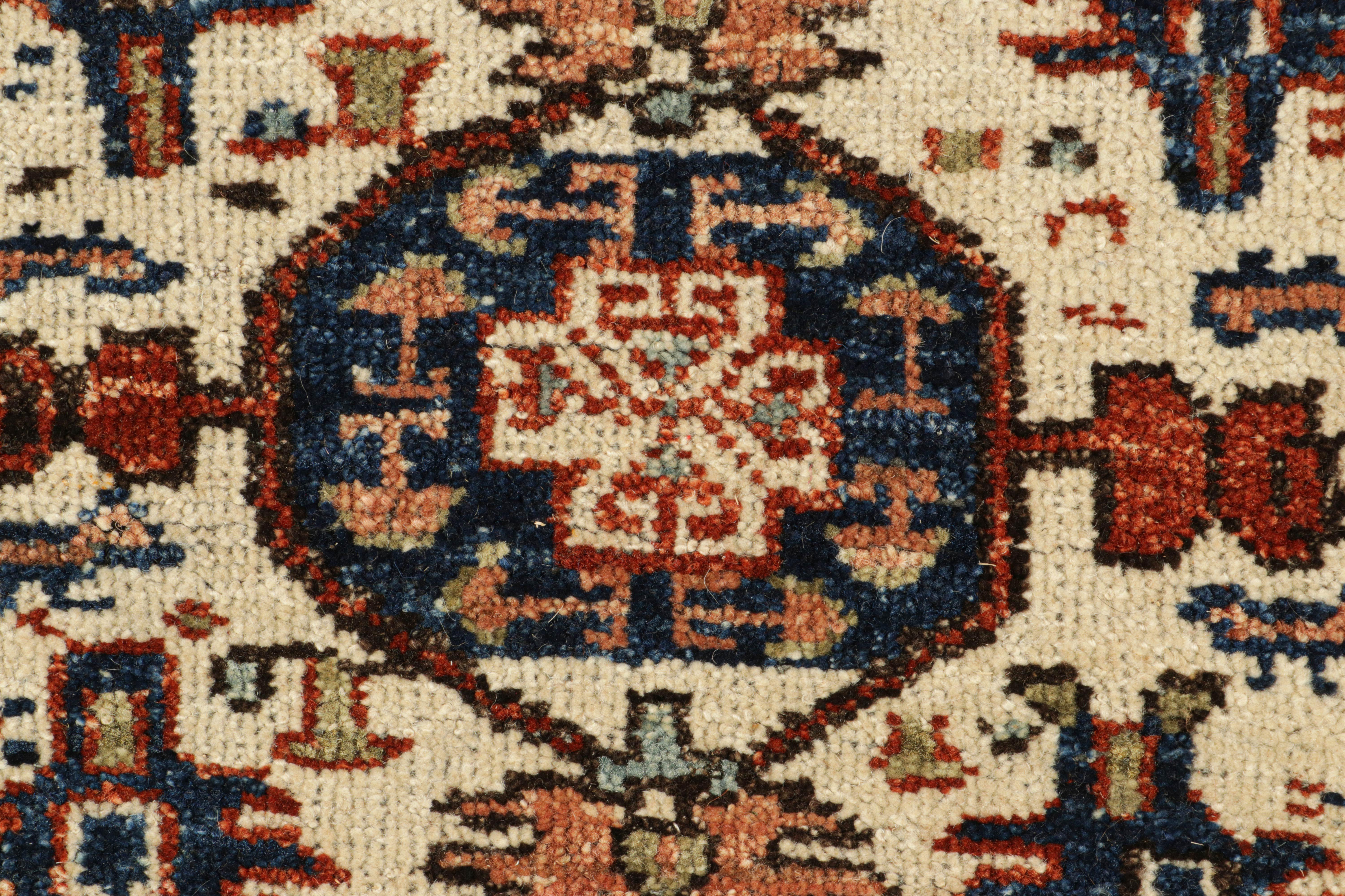 Indian Rug & Kilim’s Caucasian (Style) Square Rug with Geometric Patterns and Figurals For Sale