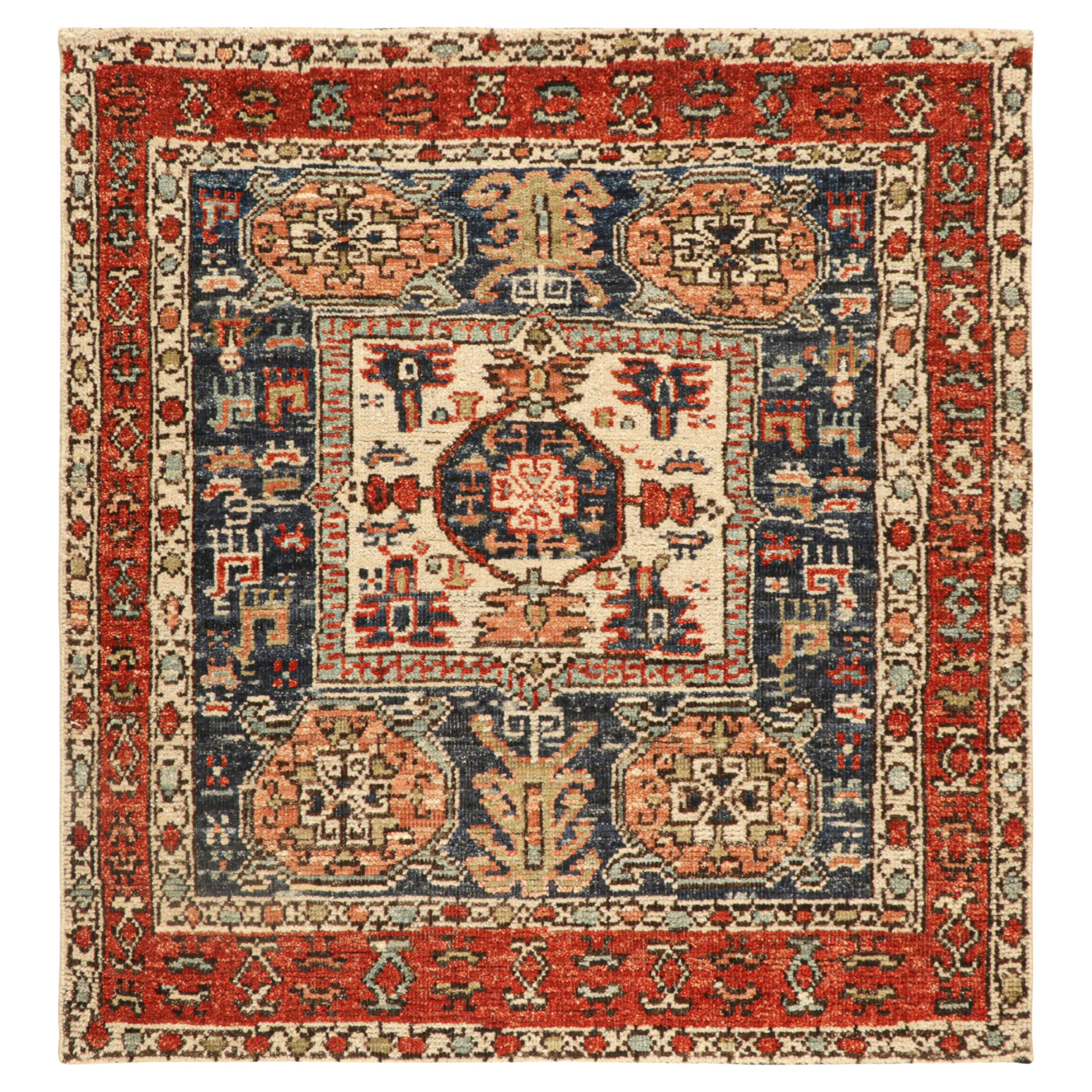 Rug & Kilim’s Caucasian (Style) Square Rug with Geometric Patterns and Figurals