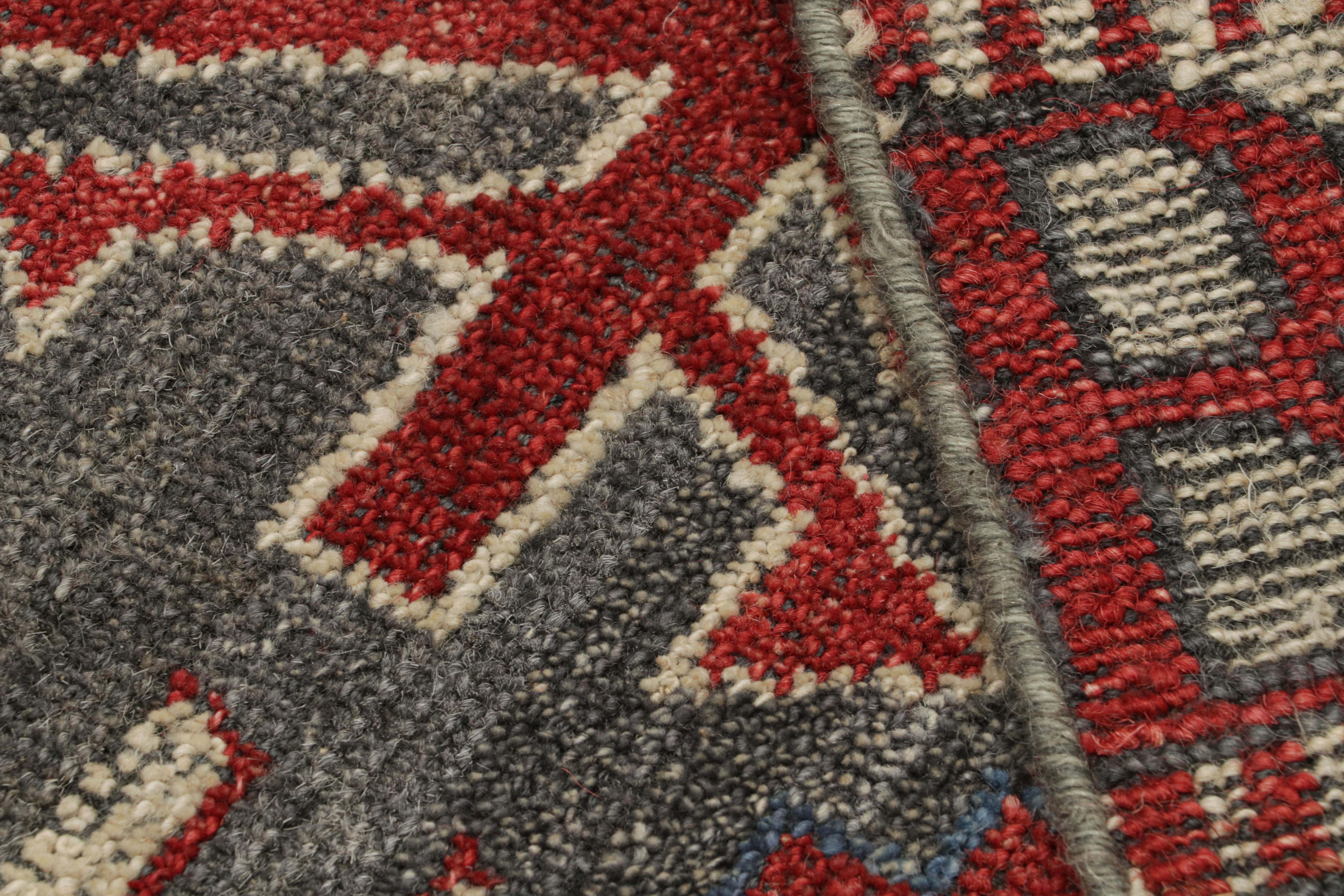 Rug & Kilim’s Caucasian Tribal Rug in Gray with Geometric Patterns  In New Condition For Sale In Long Island City, NY