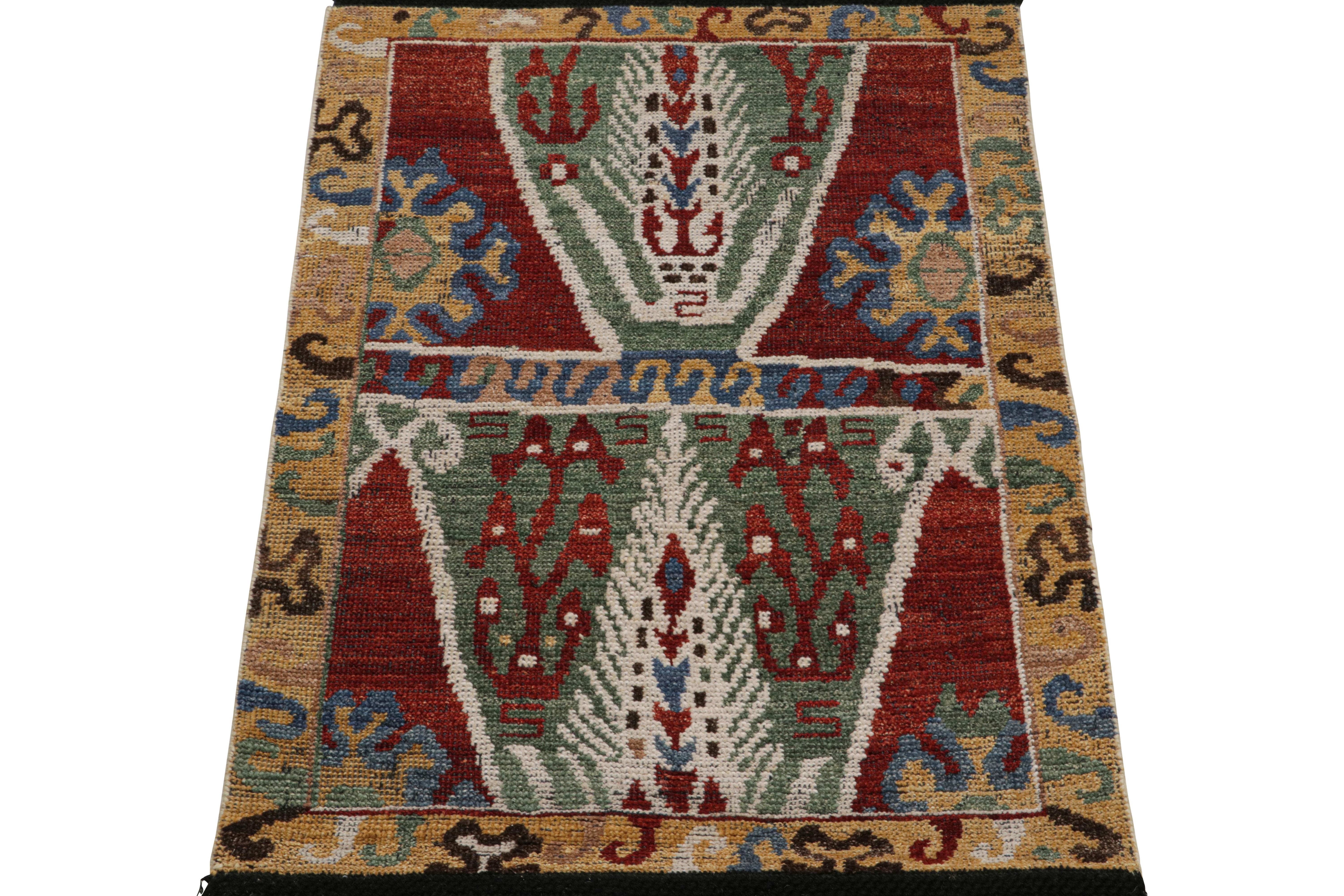 Modern Rug & Kilim’s Caucasian Tribal Rug in Red with Geometric Patterns  For Sale