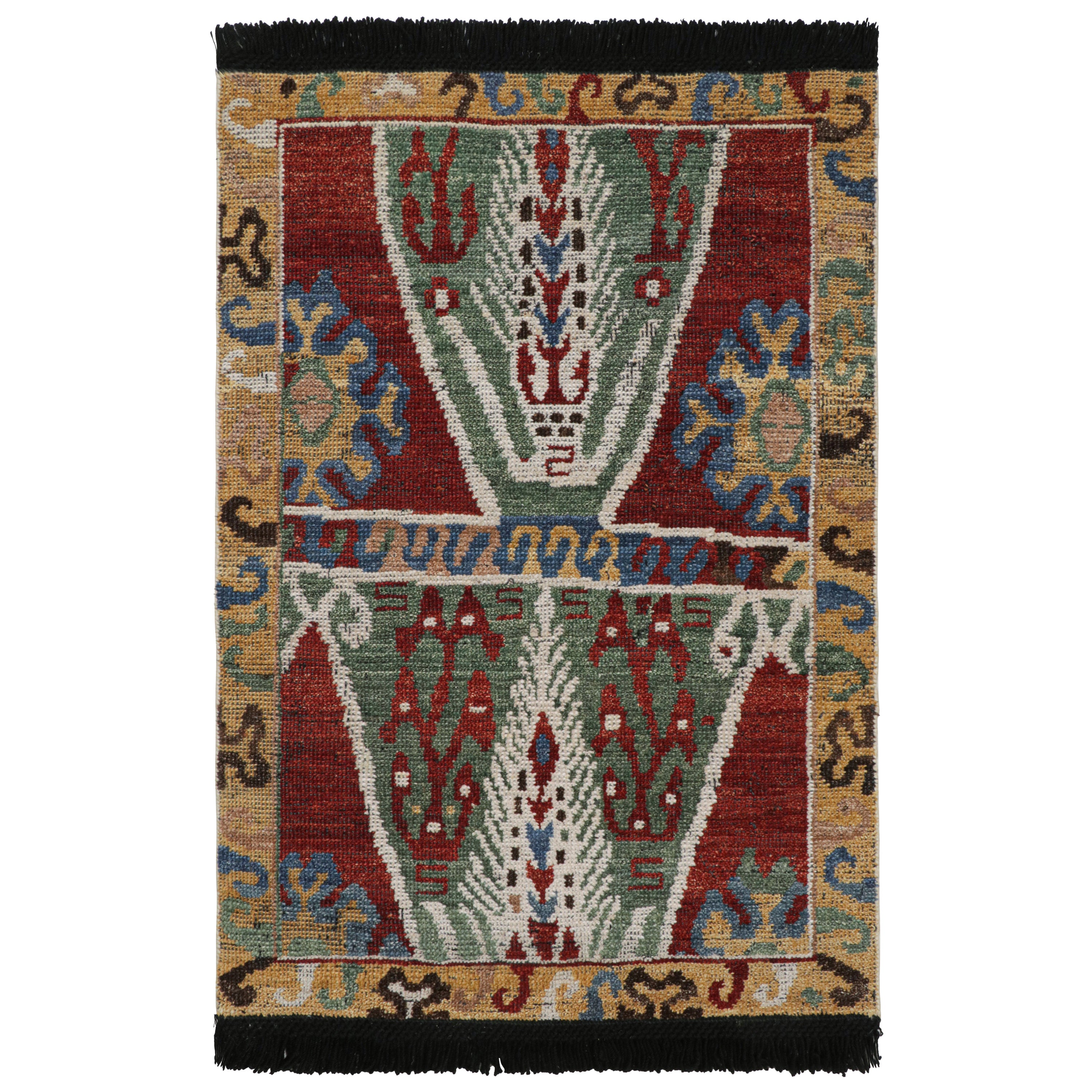 Tappeto tribale caucasico Rug & Kilim in rosso con motivi geometrici