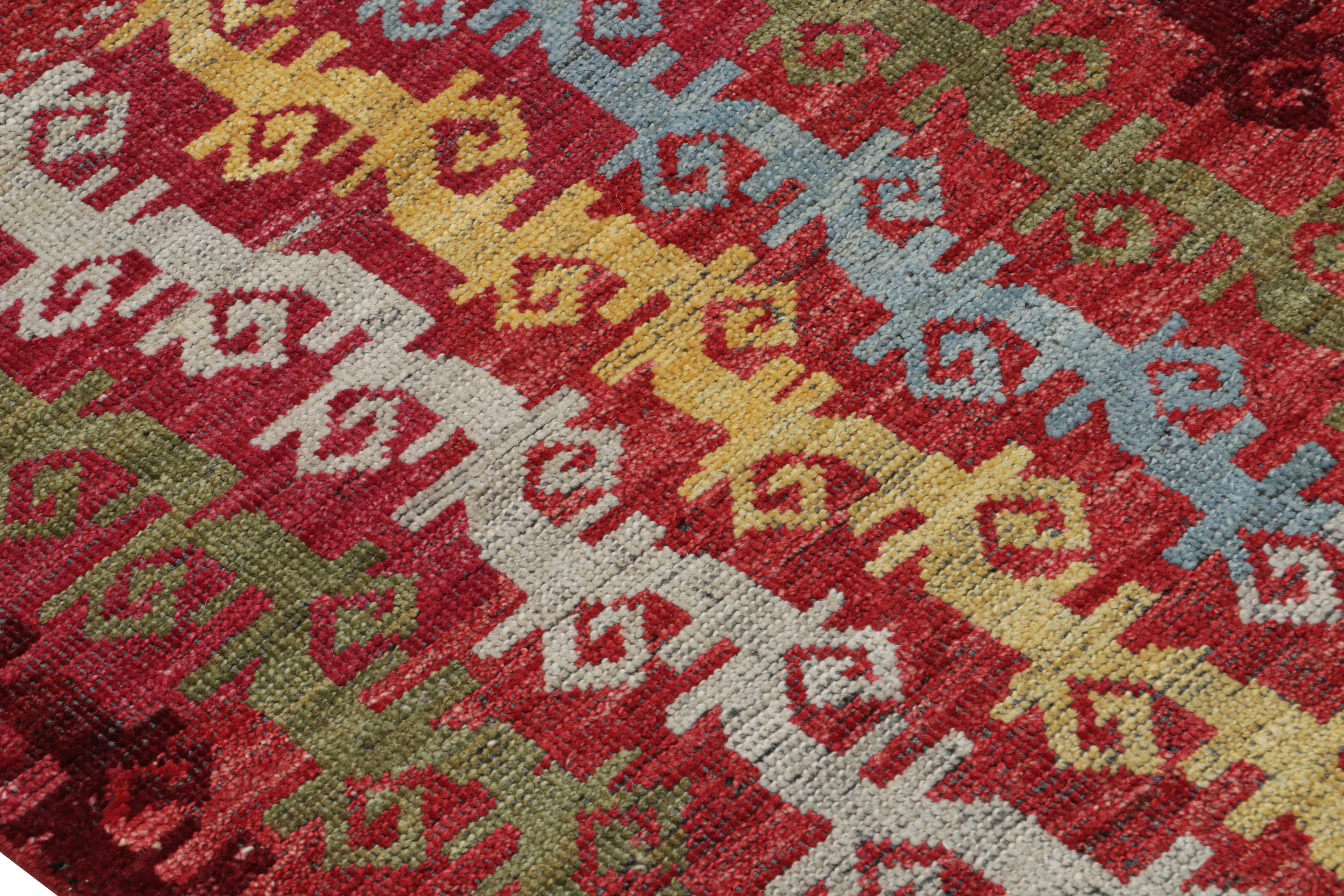 Rug & Kilim’s Caucasian Tribal Rug in Red with Vine Scroll Pictorials  In New Condition For Sale In Long Island City, NY