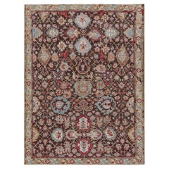 Rug & Kilim’s Caucasian Tribal Style Rug in Brown with Polychrome Floral Pattern
