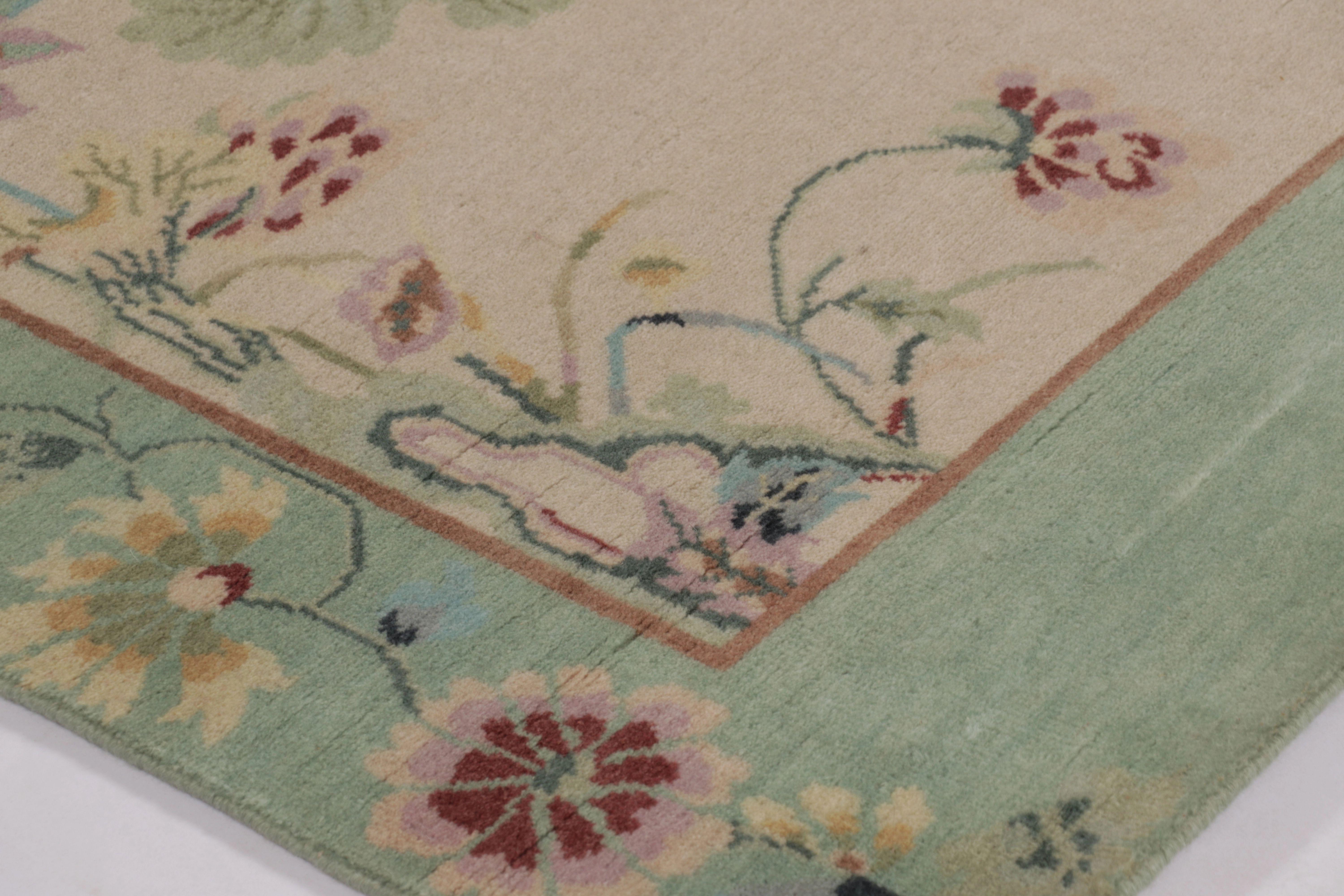 Hand-knotted in fine wool, this beautiful 5x9 piece is a centerpiece of Rug & Kilim's Modern Classic Collection. Drawing profound inspiration from an original antique, this custom design revives the serene elegance and restrained charm of the 1920s