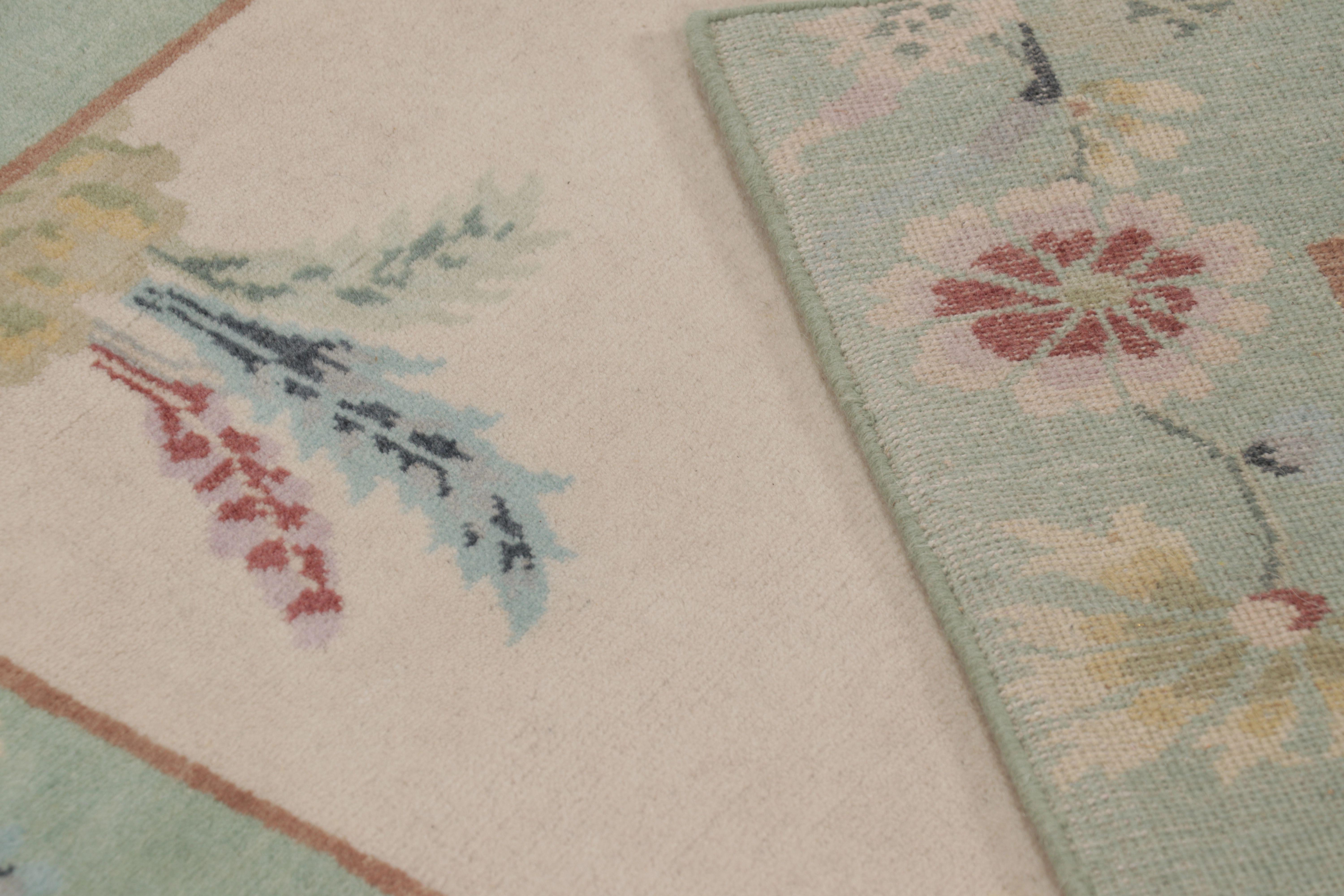 Rug & Kilim’s Chinese Art Deco Inspired Custom Rug Design with Elegant Florals For Sale 1