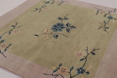 Rug & Kilim’s Chinese Art Deco-Inspired Custom Square Rug Design with Florals