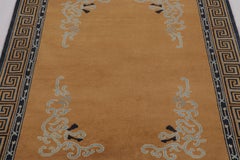 Rug & Kilim’s Chinese Art Deco Inspired Rug, Brown with Greek Key Border
