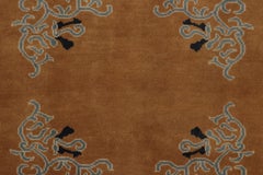 Rug & Kilim’s Chinese Art Deco Inspired Rug, Brown with Greek Key Border