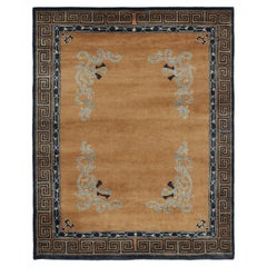 Rug & Kilim’s Chinese Art Deco Inspired Rug, Brown with Greek Key Border