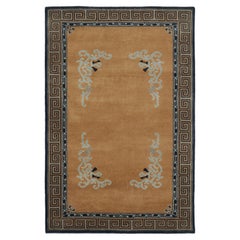 Rug & Kilim’s Chinese Art Deco Inspired Rug, Brown with Greek Key Border