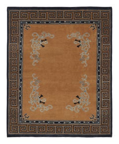 Rug & Kilim’s Chinese Art Deco Inspired Rug, Brown with Greek Key Border