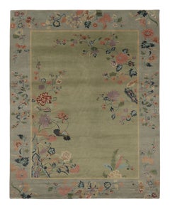 Rug 
Kilim’s Chinese Art Deco Inspired Rug, Florals over Light Green and Blue