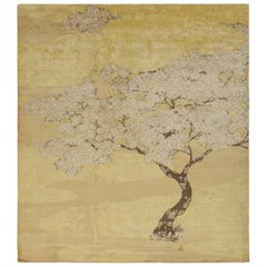 Rug & Kilim’s Chinese Art Deco-Inspired Rug, Gold with Serene Pictorial “Breeze”