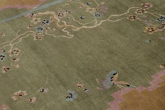 Rug & Kilim’s Chinese Art Deco Inspired Rug, Green with Cherry Blossom Florals