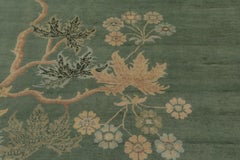 Rug & Kilim’s Chinese Art Deco Inspired Rug, Green with Elegant Vine Scroll