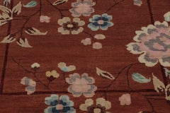 Rug & Kilim’s Chinese Art Deco Inspired Rug in Rust, Vibrant Florals & Figurals