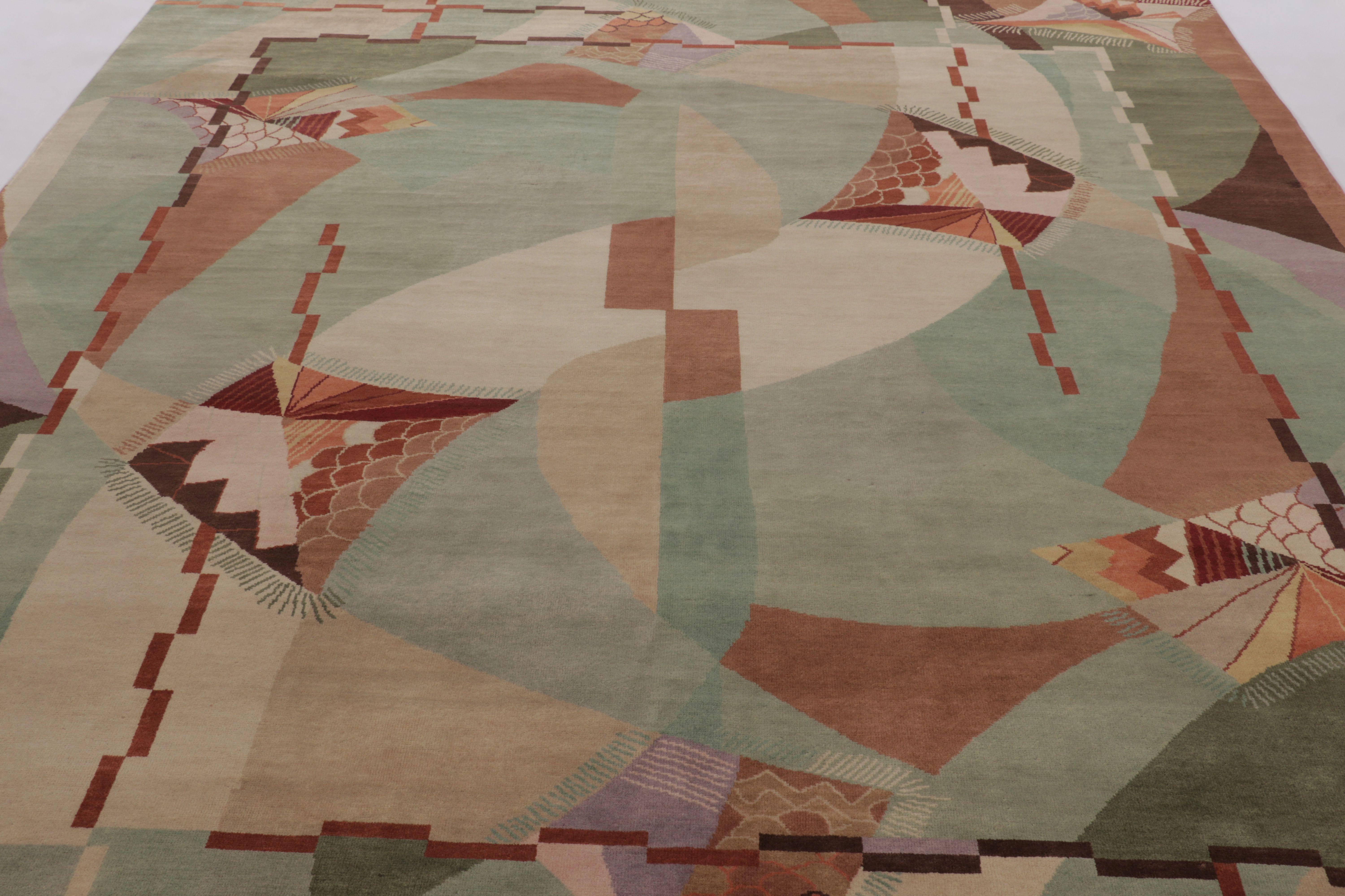 Rug & Kilims chinesischer, vom Art déco inspirierter Teppich mit kühnem, dynamischem geometrischem Muster (Indisch) im Angebot