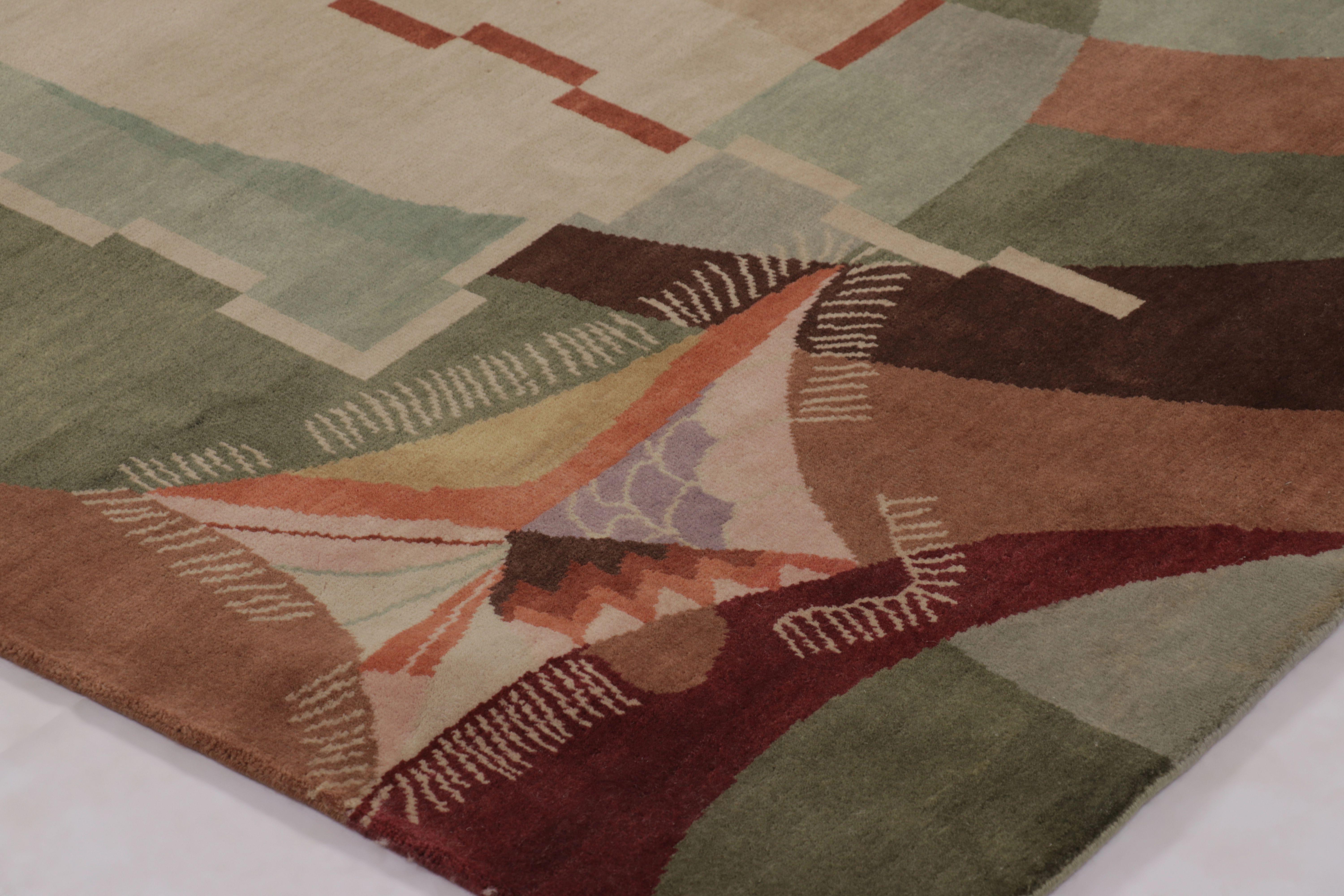 Rug & Kilims chinesischer, vom Art déco inspirierter Teppich mit kühnem, dynamischem geometrischem Muster (Handgeknüpft) im Angebot