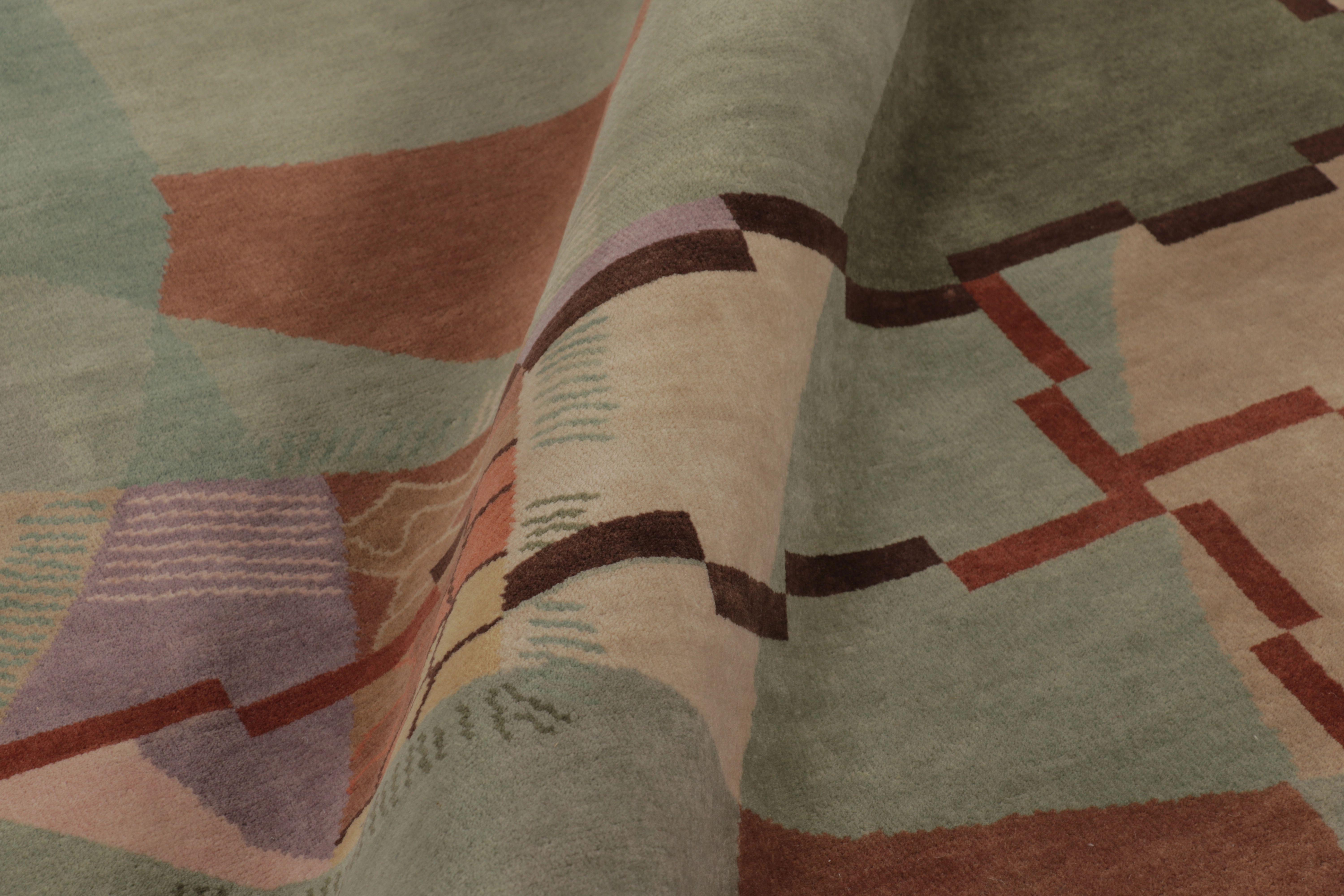Rug & Kilims chinesischer, vom Art déco inspirierter Teppich mit kühnem, dynamischem geometrischem Muster (Wolle) im Angebot